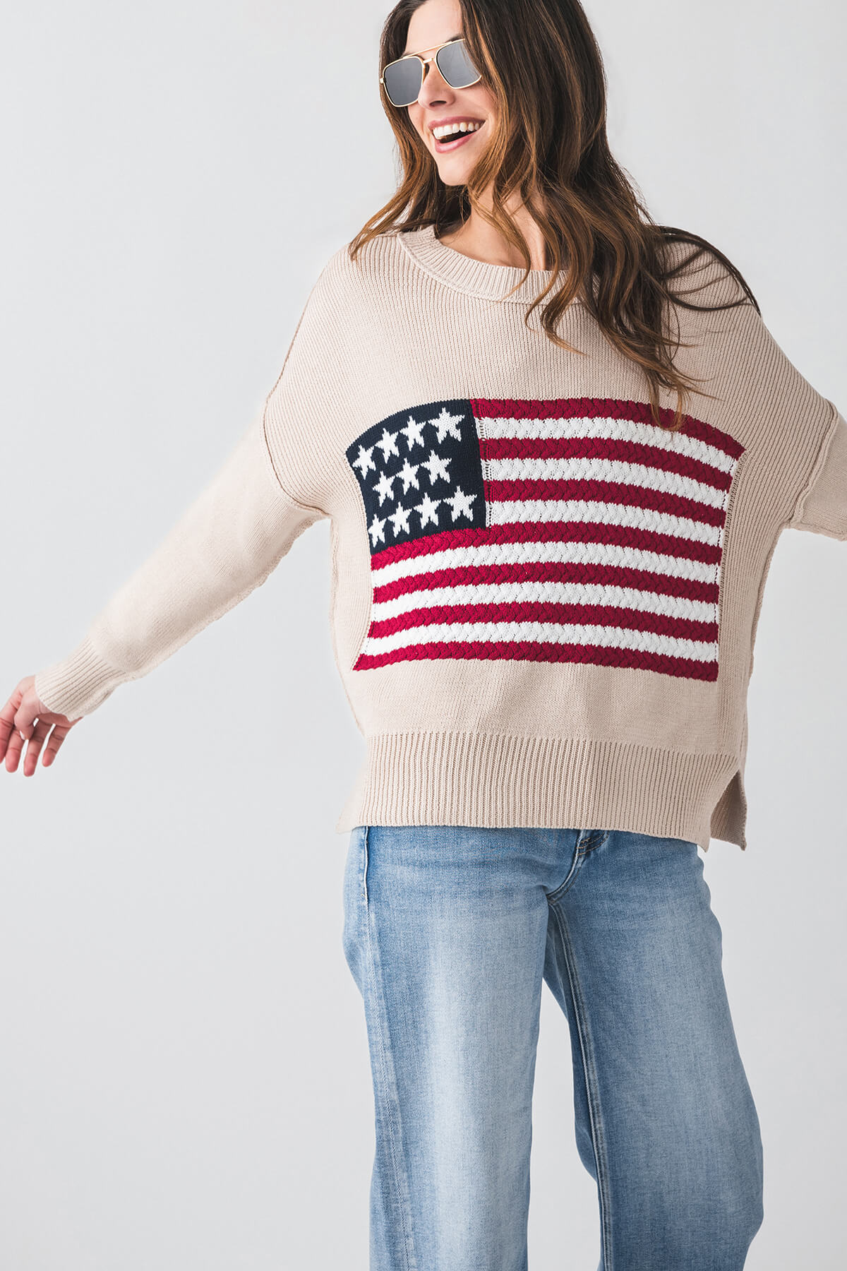 Miracle Crochet Flag Knit Sweater for Women - Stylish Patriotic Pullover for 4th of July & Christmas - Perfect for Holidays, Parties & Cozy Winter Fashion