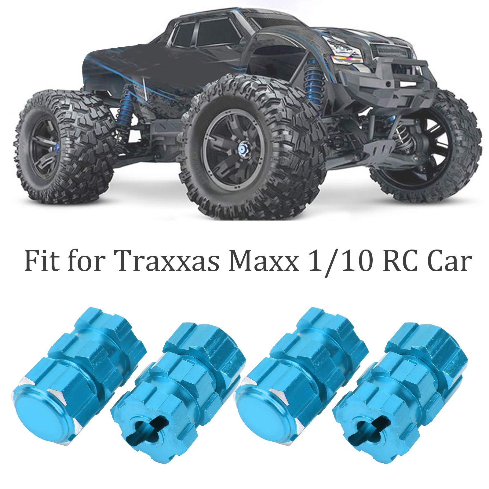 17mm RC Splined Wheel Hubs & Extension Combiner - Blue Upgrade Parts for Traxxas MAXX RC Cars | Durable Off-Road Accessories for Racing & Bashing
