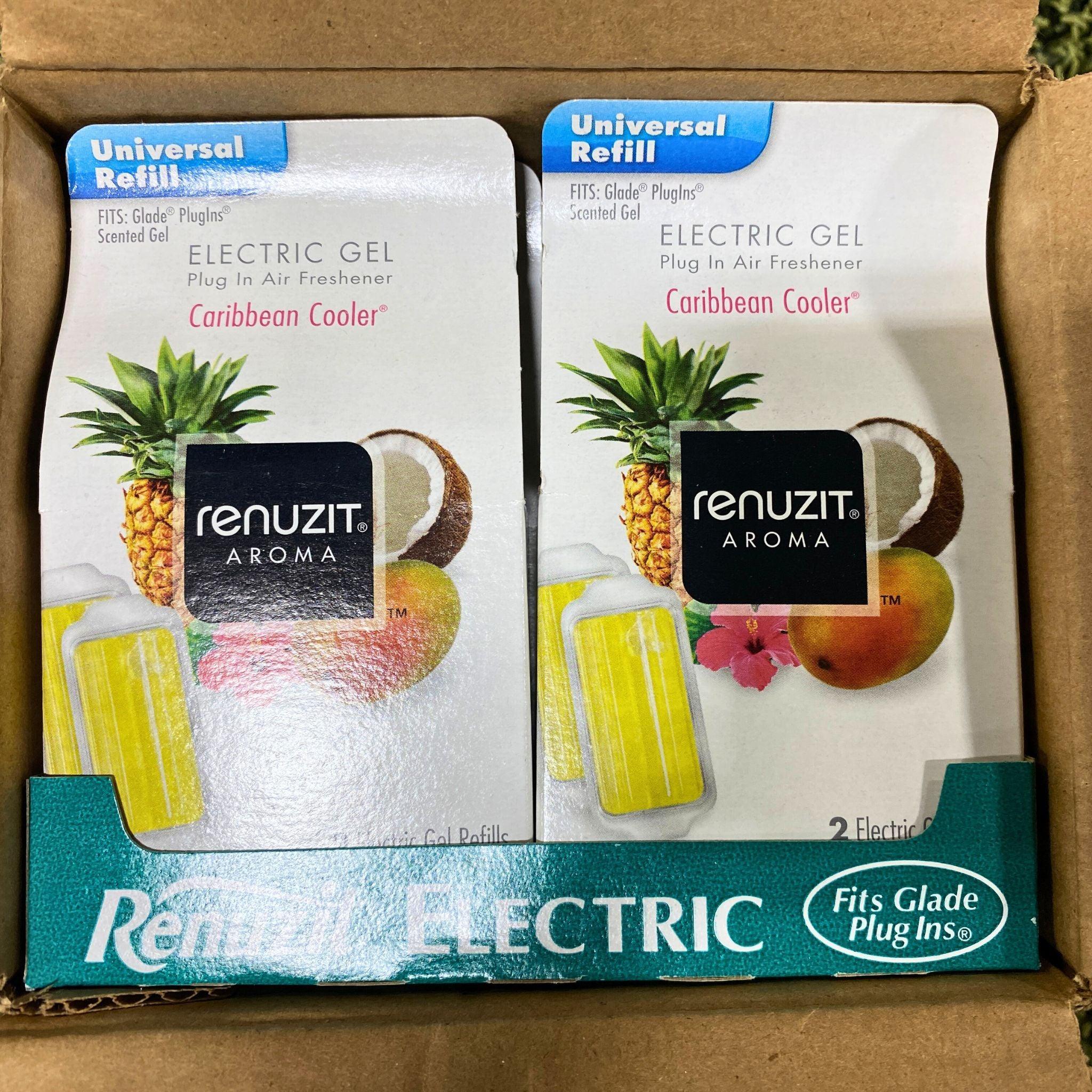 Renuzit Electric Gel Plug In Air Freshener Refills - Caribbean Cooler Scent (120 Count) for Home, Office & Bathroom - Long-Lasting Fragrance & Odor Eliminator