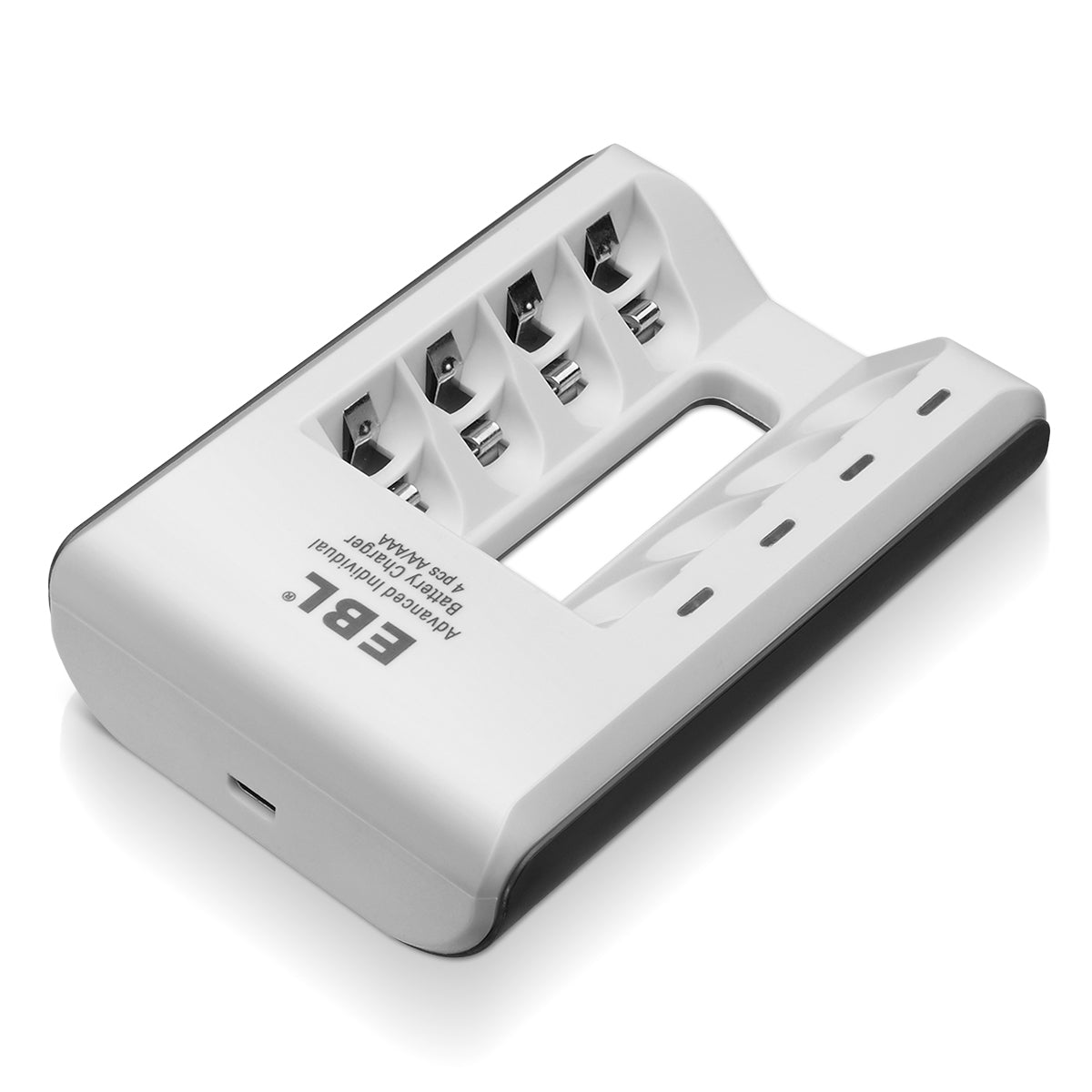 EBL 807 4 Bay Smart Battery Charger for AA AAA AAAA NiMH NiCd Rechargeable Batteries - Fast Charging for Cameras, Toys, Remote Controls & More