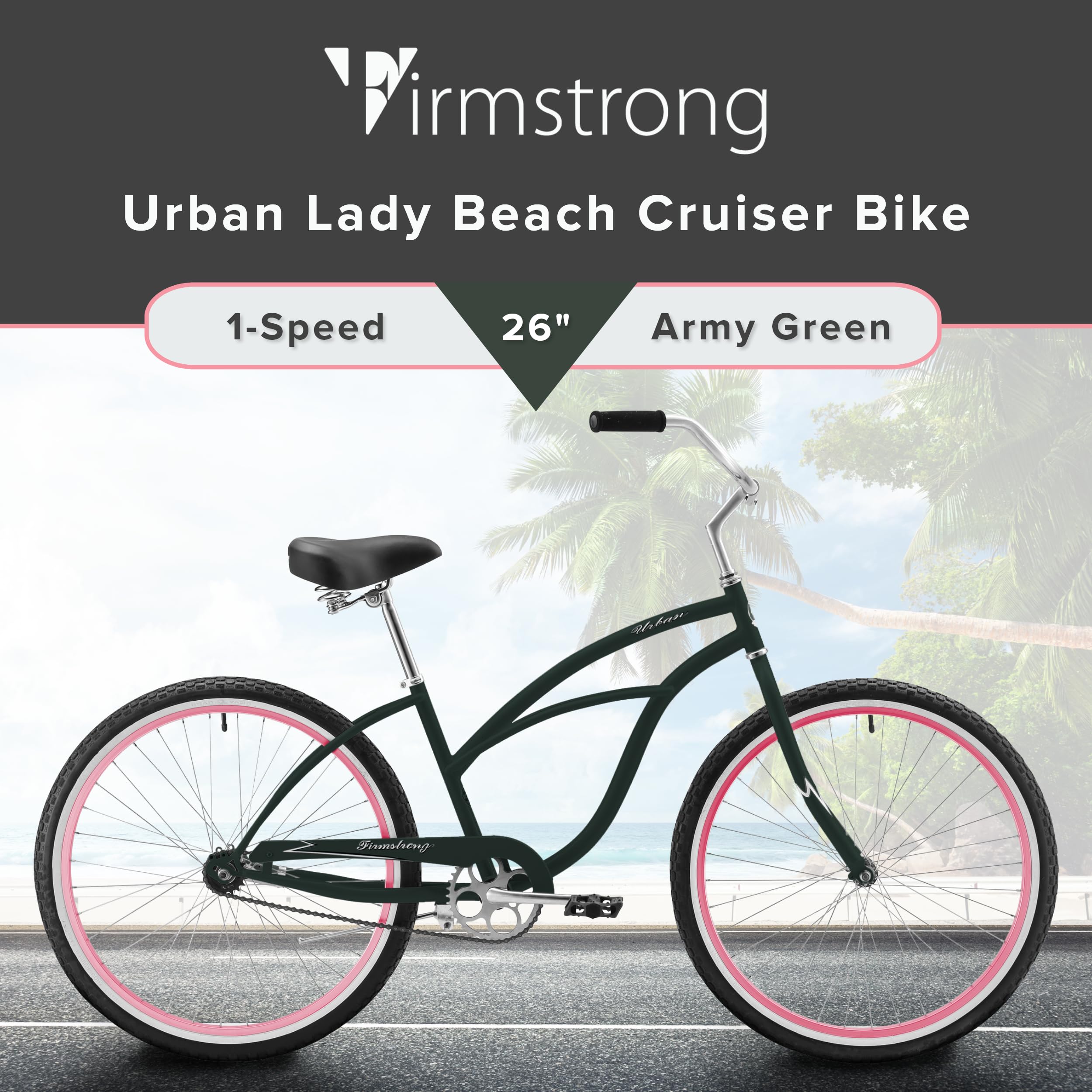 Firmstrong Urban Lady Beach Cruiser Bicycle - Women's Comfort Bike with Classic Design for Casual Riding, Commuting & Beach Cruises | Perfect for Leisure, Exercise & Coastal Adventures