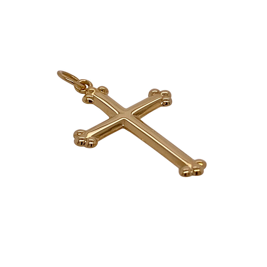 14K Yellow Gold Polished Fancy Cross Pendant Necklace for Women - Elegant Religious Jewelry Gift for Baptism, Confirmation & Everyday Wear