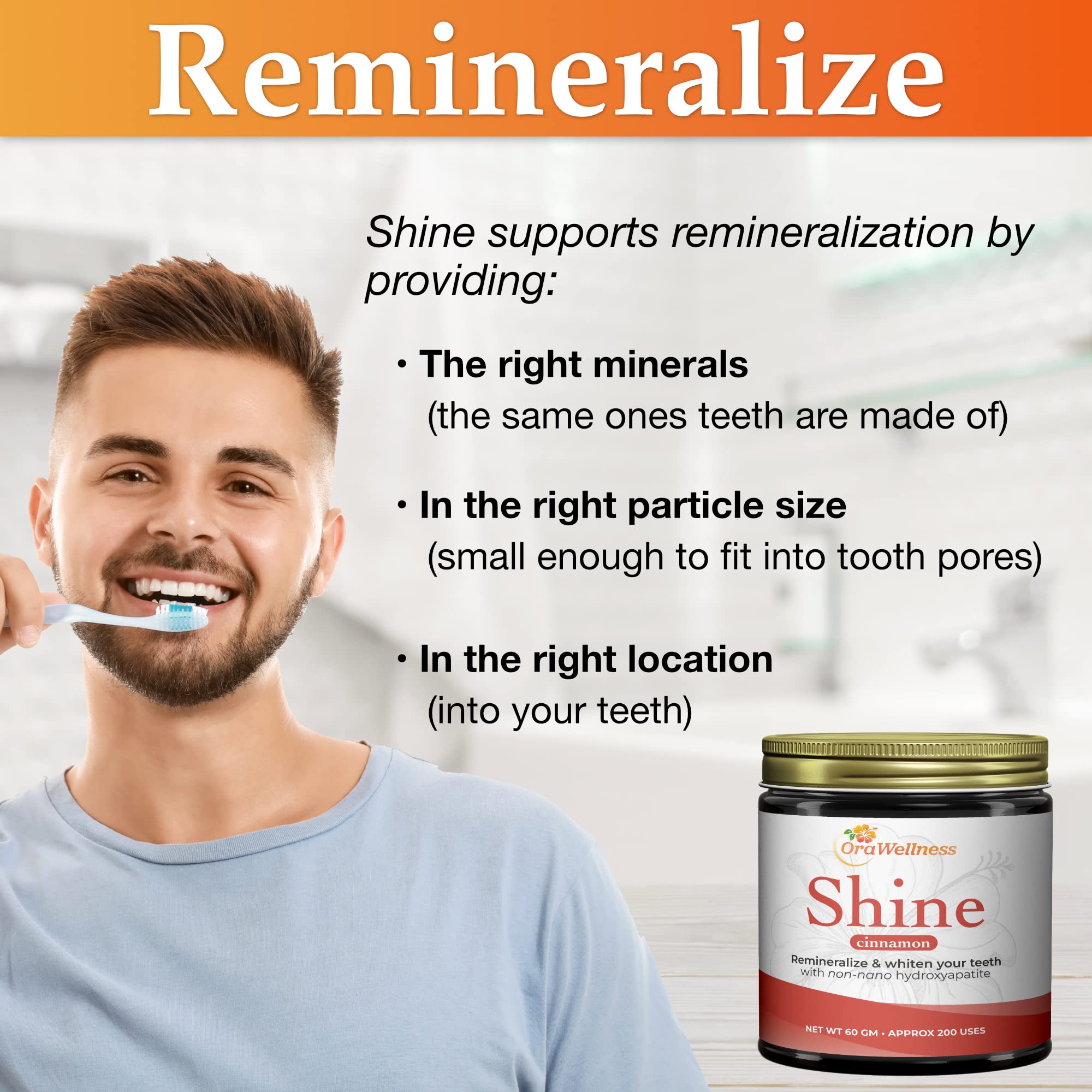 OraWellness Shine Remineralizing Natural Teeth Whitening Powder - Cinnamon Flavor | Pack of 3 Organic Toothpaste & Mouthwash Alternative Tooth Oil Set for Healthy Mouth Care | Perfect for Travel, Home Use & Eco-Friendly Oral Hygiene Routine