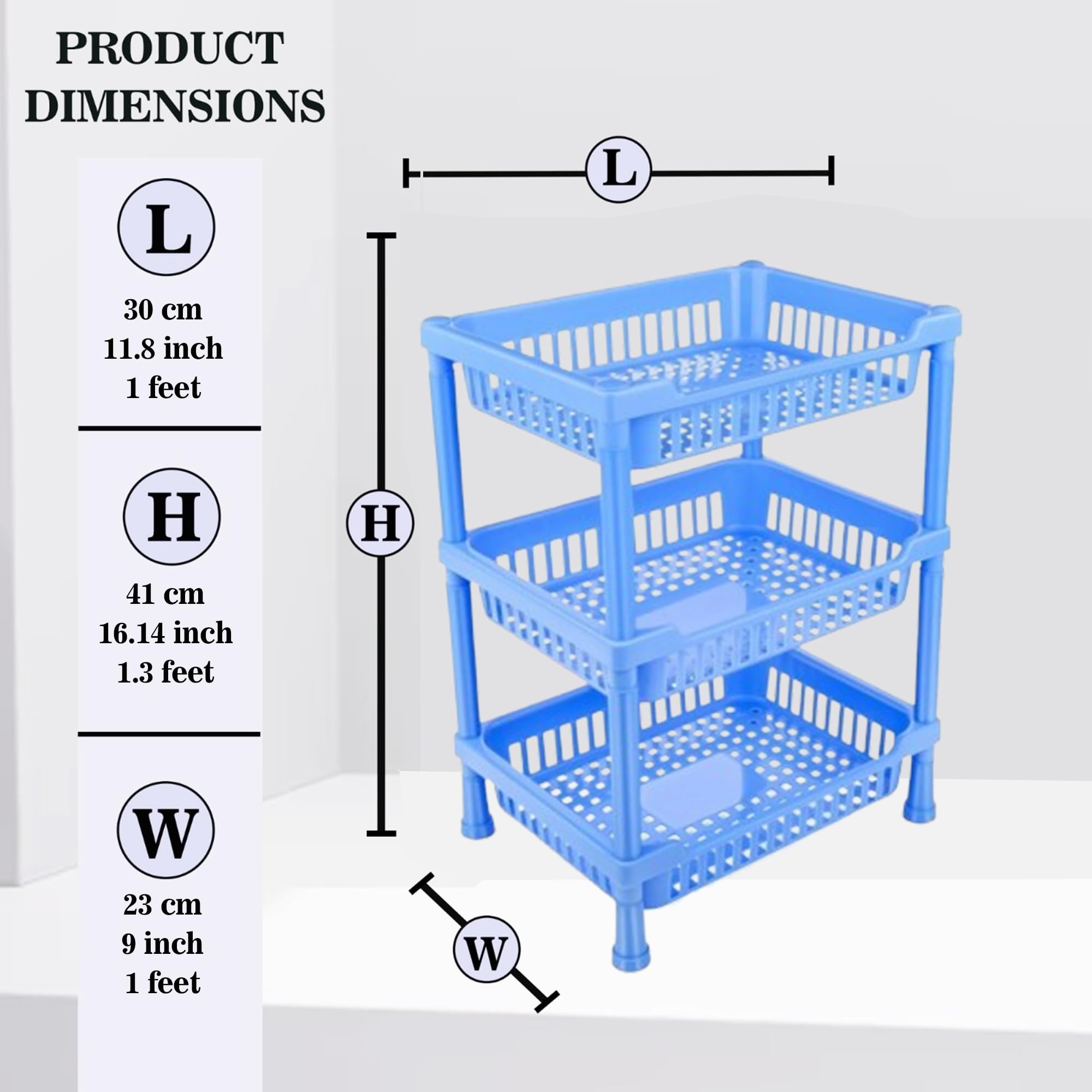 3-Tier Stackable Kitchen Cart with Dish Rack - Multipurpose Plastic Storage Organizer for Fruits, Vegetables, Food, Snacks, Bottles & Toys | Space-Saving Shelf for Pantry, Bathroom, Laundry Room & Dorm Organization