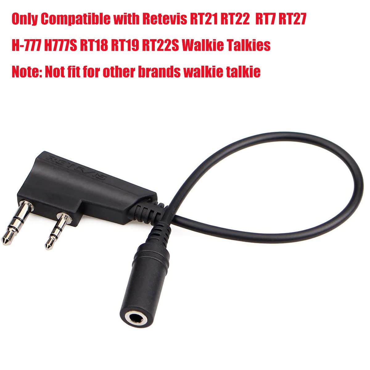 Retevis 2 Pin to 3.5mm Earpiece Adapter for Walkie Talkies - Compatible with RT22 RT21 RT27 RT7 H-777 H777S RT18 RT19 RT22S (5 Pack) - Secure Communication for Security Guards, Event Staff & Outdoor Adventures