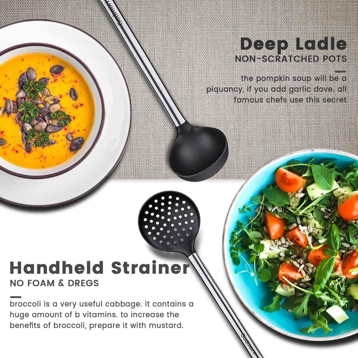 8-Piece Silicone Cooking Utensil Set with Holder - Heat Resistant Kitchen Tools with Stainless Steel Handles for Nonstick Cookware - Perfect for Baking, Frying & Everyday Cooking