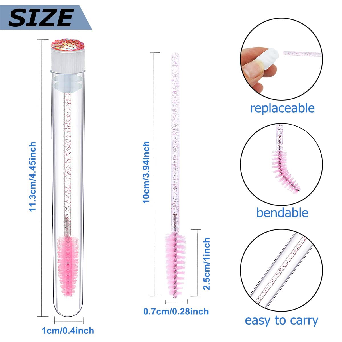 70 Pcs Disposable Mascara Brushes with 20 Empty Tubes - Eyelash Extension Wand Set for Professional Lash Artists (Scale Pink) - Perfect for Salon, Spa & Home Lash Application
