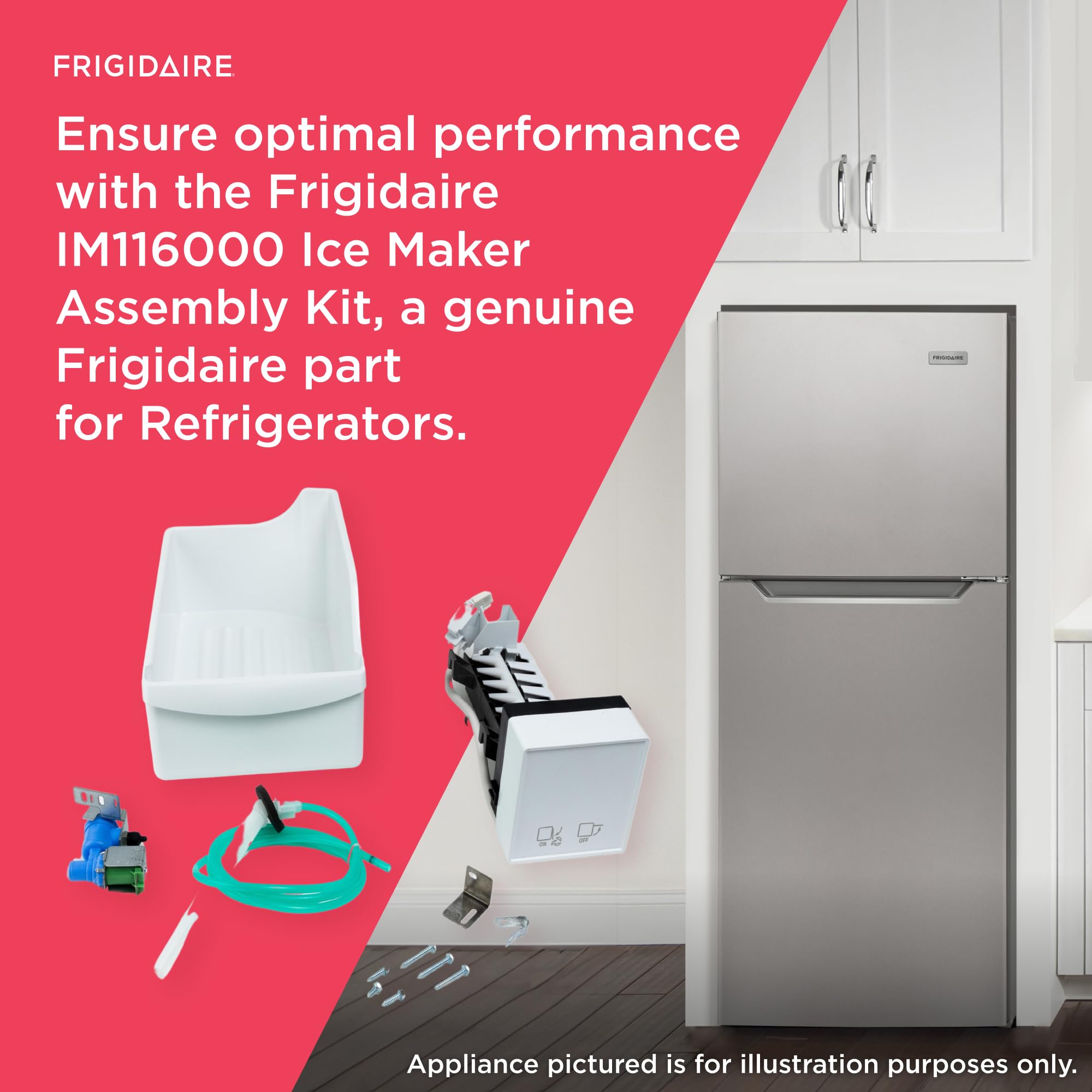 Frigidaire IM116000 Ice Maker Assembly Kit for Refrigerators - Replacement Part for Frigidaire Refrigerators - White - Perfect for Home Kitchen Appliance Repair and Maintenance