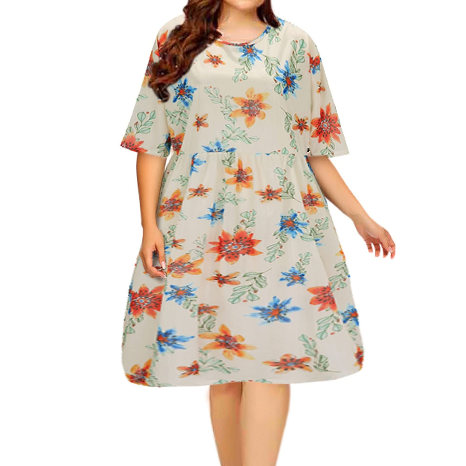 Plus Size Women's Printed Ice Silk Maxi Dress - Loose Casual Short Sleeve Cool Black Party Dress for Summer Beach, Vacation & Evening Events