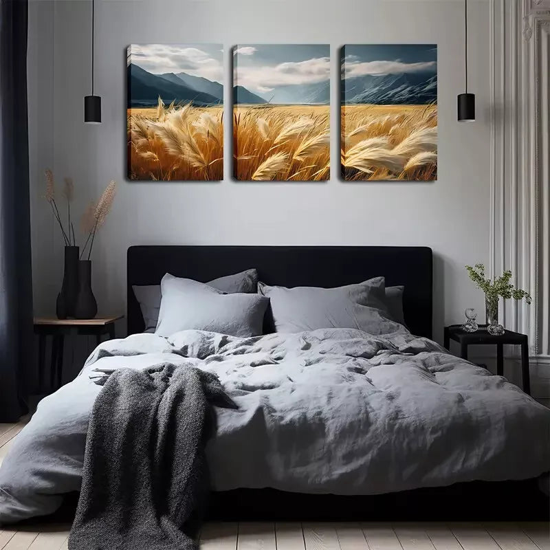 3-Piece Autumn Weeds Wall Art Canvas Set - Framed 40x60cm High Quality Print - 100% Australian Made Ready-to-Hang Wall Decor for Living Room, Bedroom & Office
