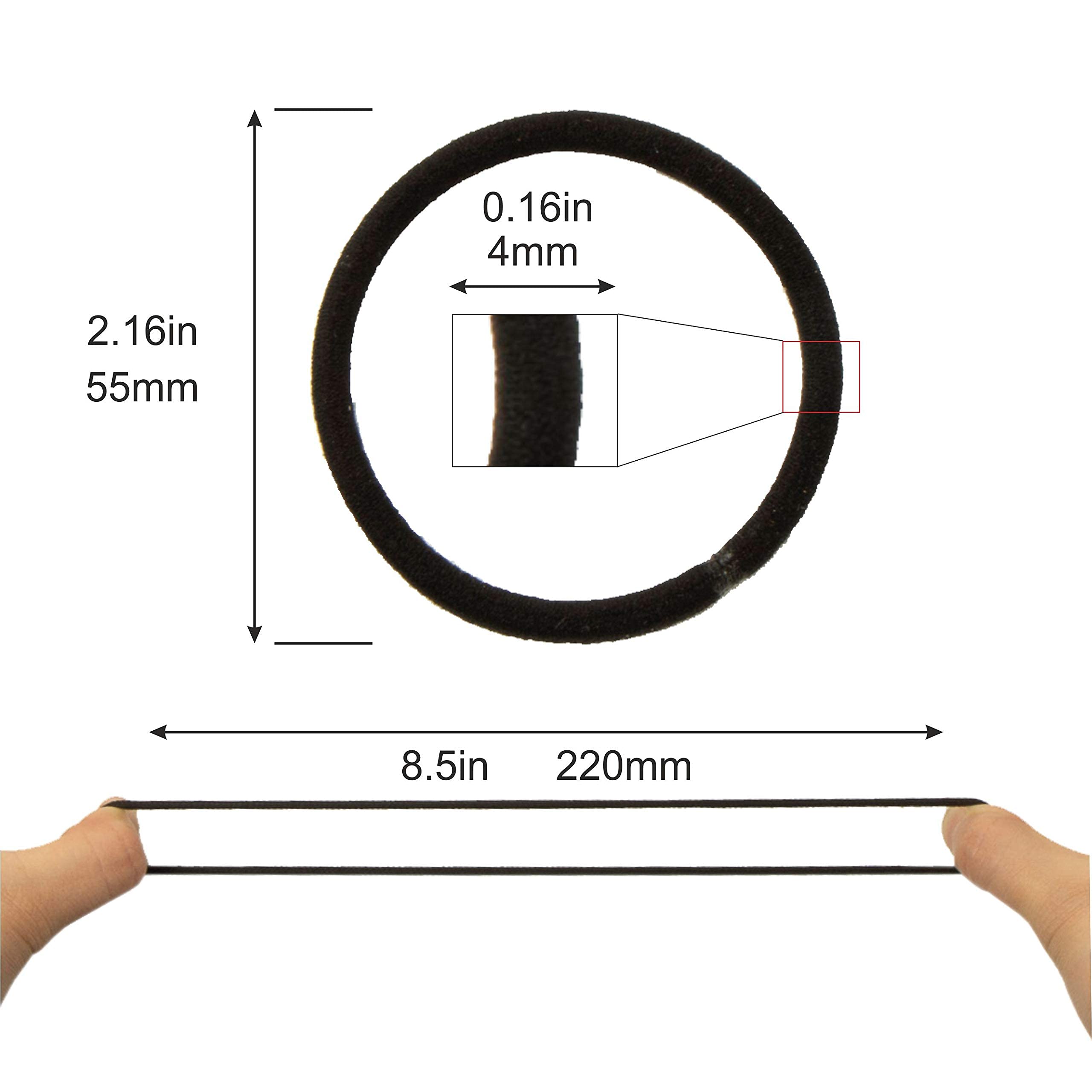 KEAH 100 Pack Black Elastic Hair Ties for Women & Men - 4mm Soft Hair Bands for Girls, No-Slip Ponytail Holders - Perfect for Workouts, Office, School & Daily Use (100pcs, Black)