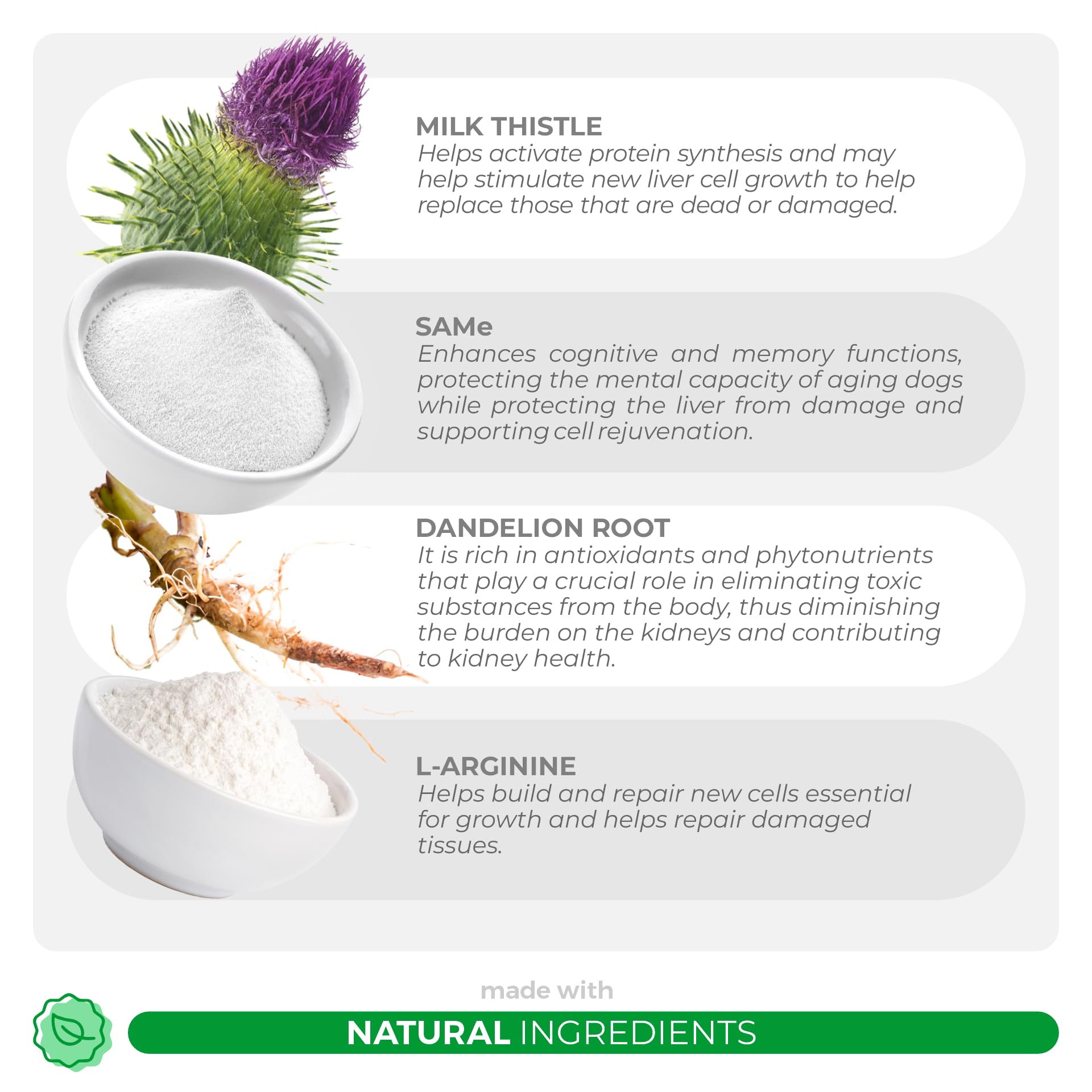 Organic Milk Thistle Powder for Cats - 4oz Natural Liver & Kidney Support Supplement with SAMe & L-Arginine - Detox & Hepatic Function Aid - Promotes Healthy Liver for Senior Cats & Pets with Liver Issues - Perfect for Daily Wellness Routine & Post-Medication Recovery