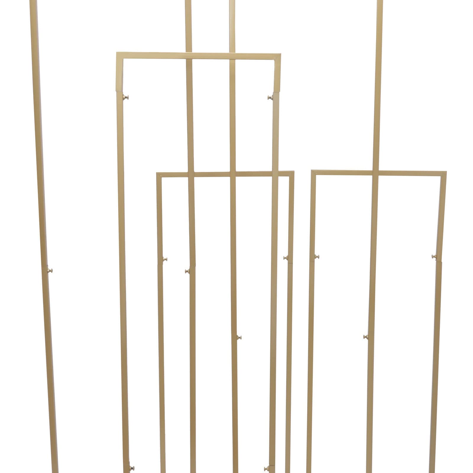 5Pcs Gold Metal Vase Stands for Flower Arrangement - Square Column Display Stand with Stable Base for Outdoor Garden Party, Wedding Centerpieces, Celemony Decorations - Multi-Height Design for Balloon Backdrops & Home Decor