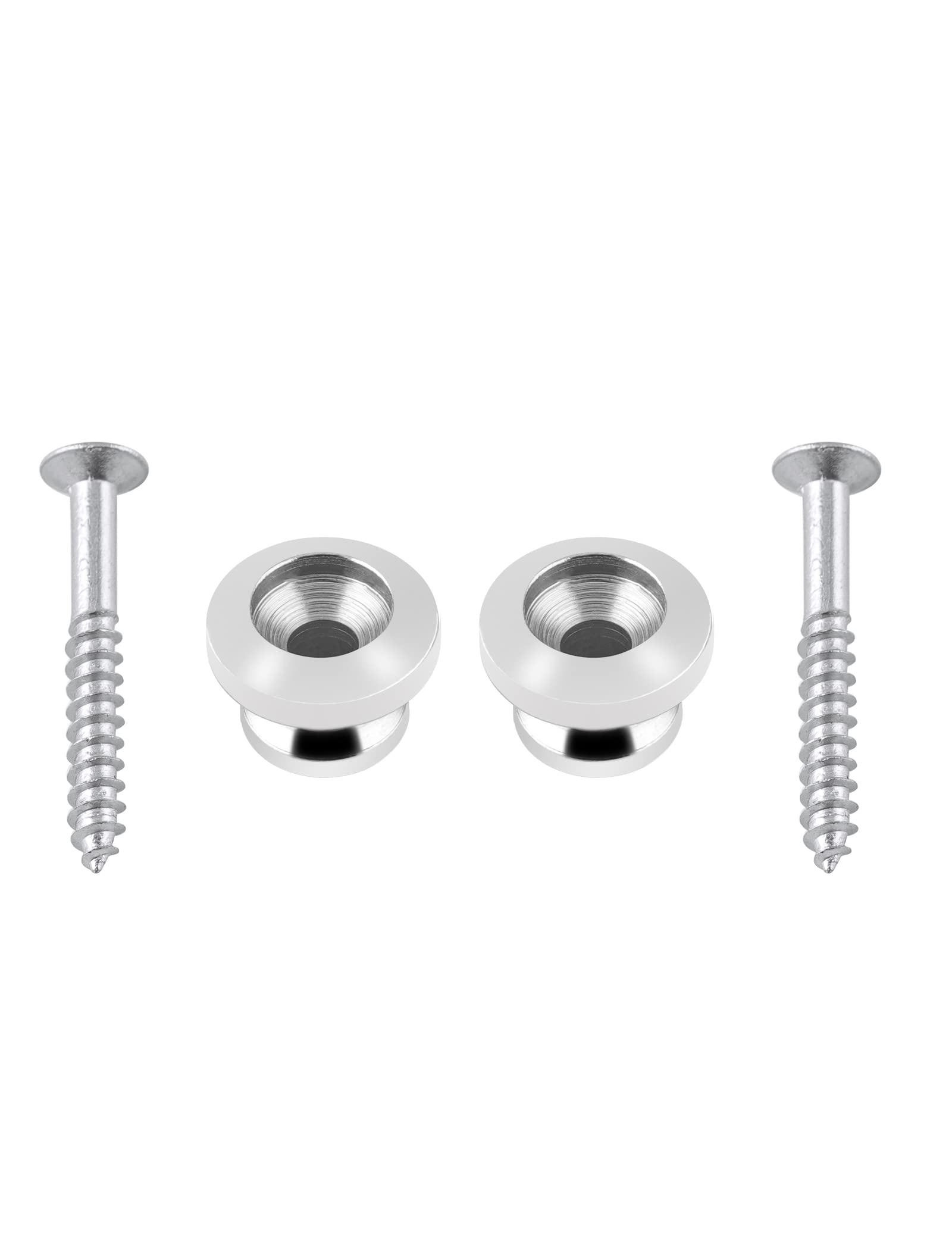 Rubatone Guitar Strap Buttons & End Pins Set (2-Pack) - Chrome Mushroom Head Strap Pins for Acoustic, Electric Guitar, Banjo & Ukulele - Secure & Comfortable Instrument Accessories for Live Performances & Practice Sessions