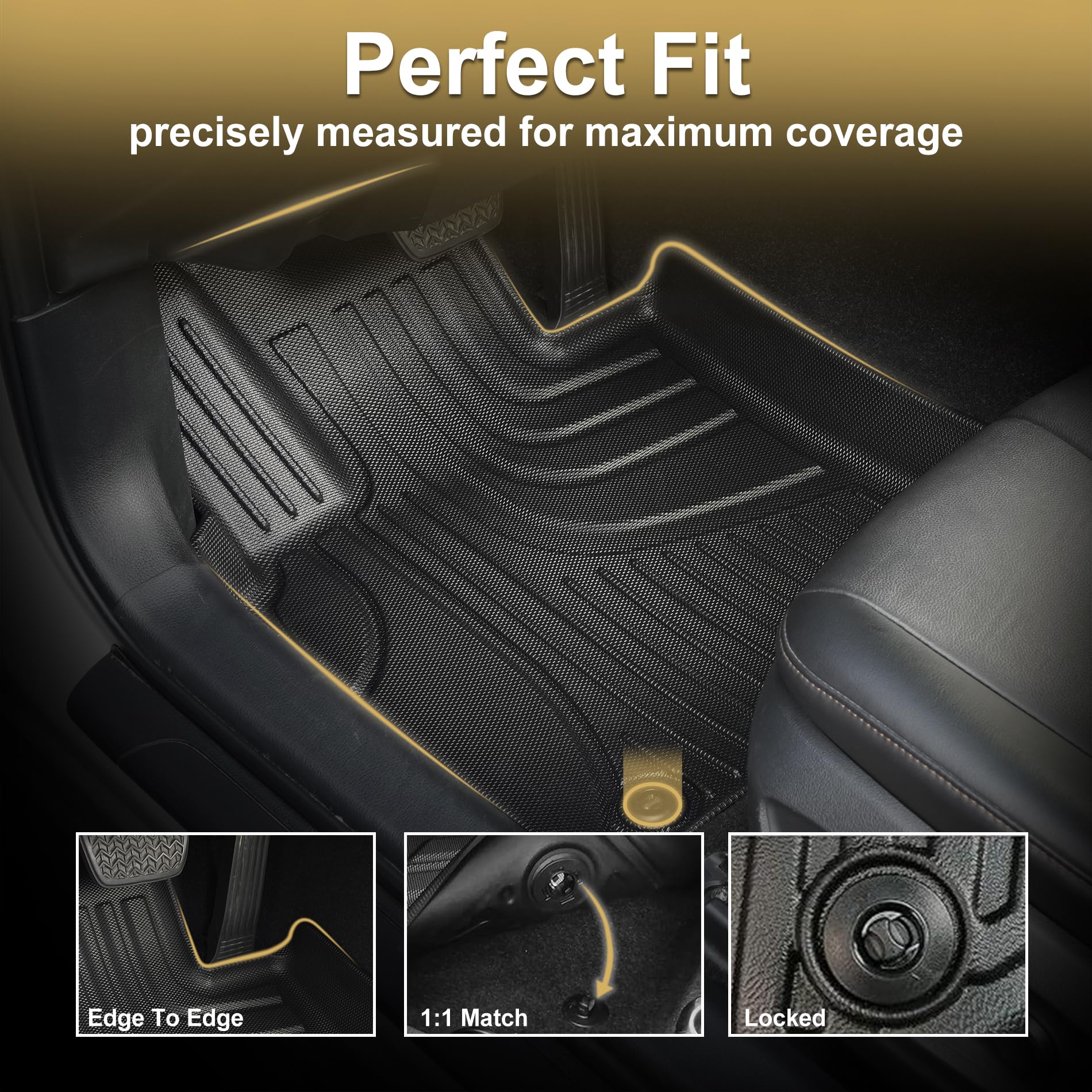 Premium Custom Fit TPE All-Weather Floor Mats for 2018-2024 Toyota Camry FWD (Excludes Hybrid & AWD Models) - 1st & 2nd Row Durable Car Floor Liners - Perfect for Road Trips, Daily Commute & Winter Protection