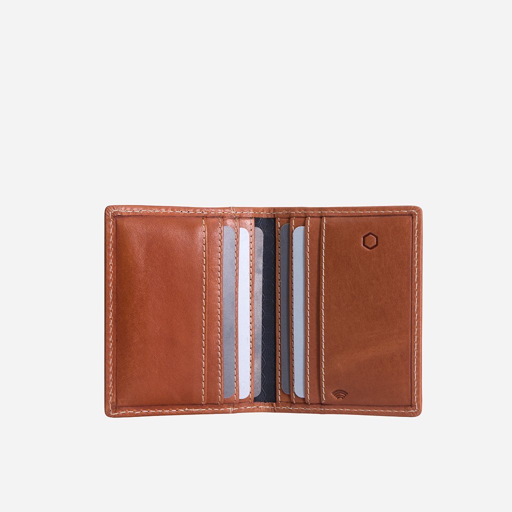 Jekyll & Hide Roma Slim Bifold Card Holder Wallet for Men - Genuine Leather RFID Blocking - Tan Brown | Perfect for Everyday Carry, Business Cards & Minimalist Lifestyle