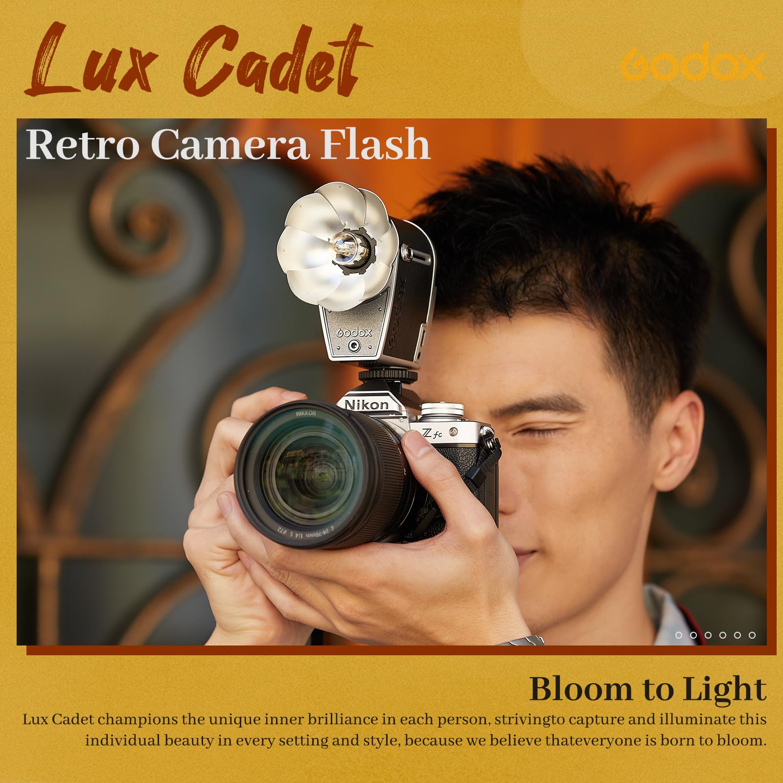 Godox Lux Cadet Retro Camera Flash - 6200K GN10, 1/1-1/64 Power in 7 Steps, 3.7V/1700mAh Lithium Battery, 28mm Focal Length - Compatible with Canon, Sony, Nikon, Fuji, Olympus DSLR & Mirrorless Cameras - Perfect for Portrait, Wedding & Event Photography