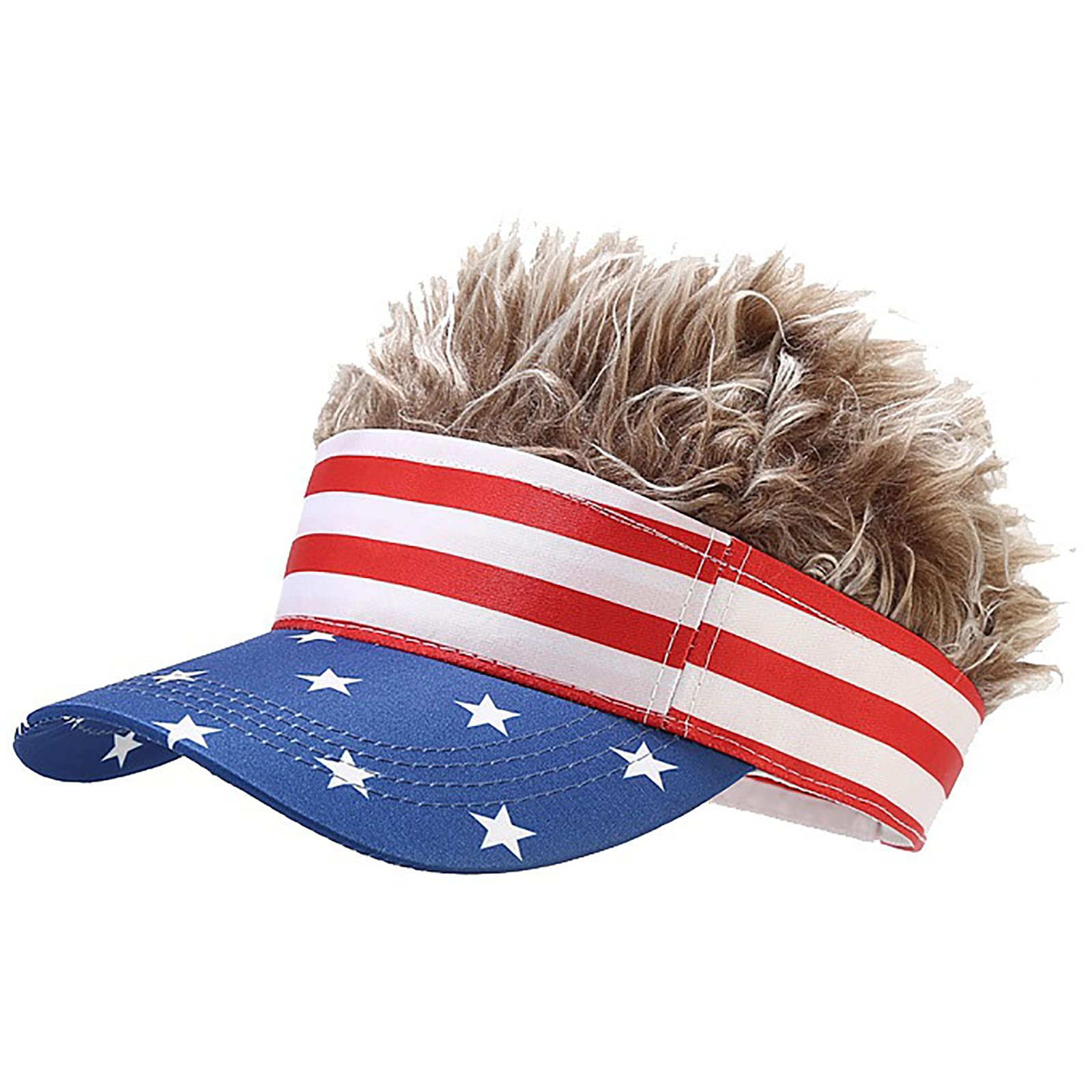 Malaxlx Men's Adjustable Visor Cap with Fake Hair - Stylish Baseball & Golf Hat for Outdoor Activities, Sports, and Daily Wear