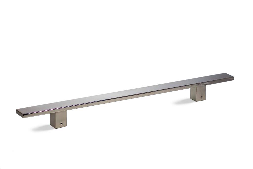 12 Inch Square Flat Stainless Steel Bar - Modern Entry Door Handle, Towel Bar, Ladder Pull for Shower & Sliding Barn Doors - Chrome Polished Finish for Interior & Exterior Use - Perfect for Bathroom, Kitchen, and Closet Doors