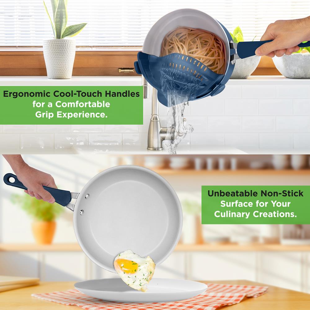 Premium 10-Piece Nonstick Cookware Set for Home Kitchen - Pots, Pans & Utensils - Perfect for Frying, Boiling & Baking