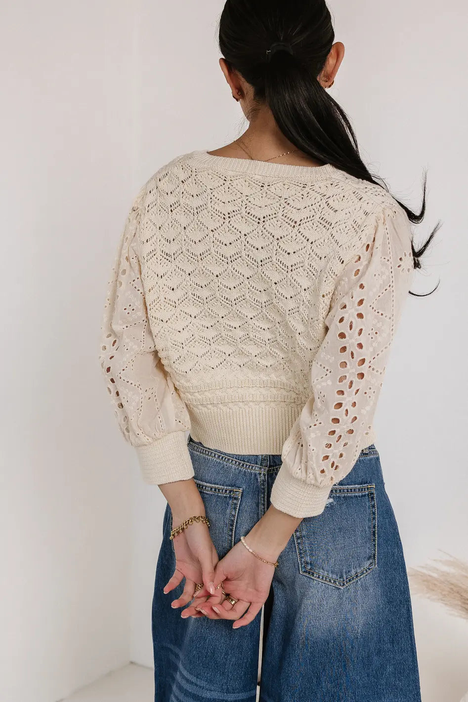 Alexa Knit Sweater Women's Cream Cable Pullover - Cozy Winter Fashion for Casual Outings & Office Wear