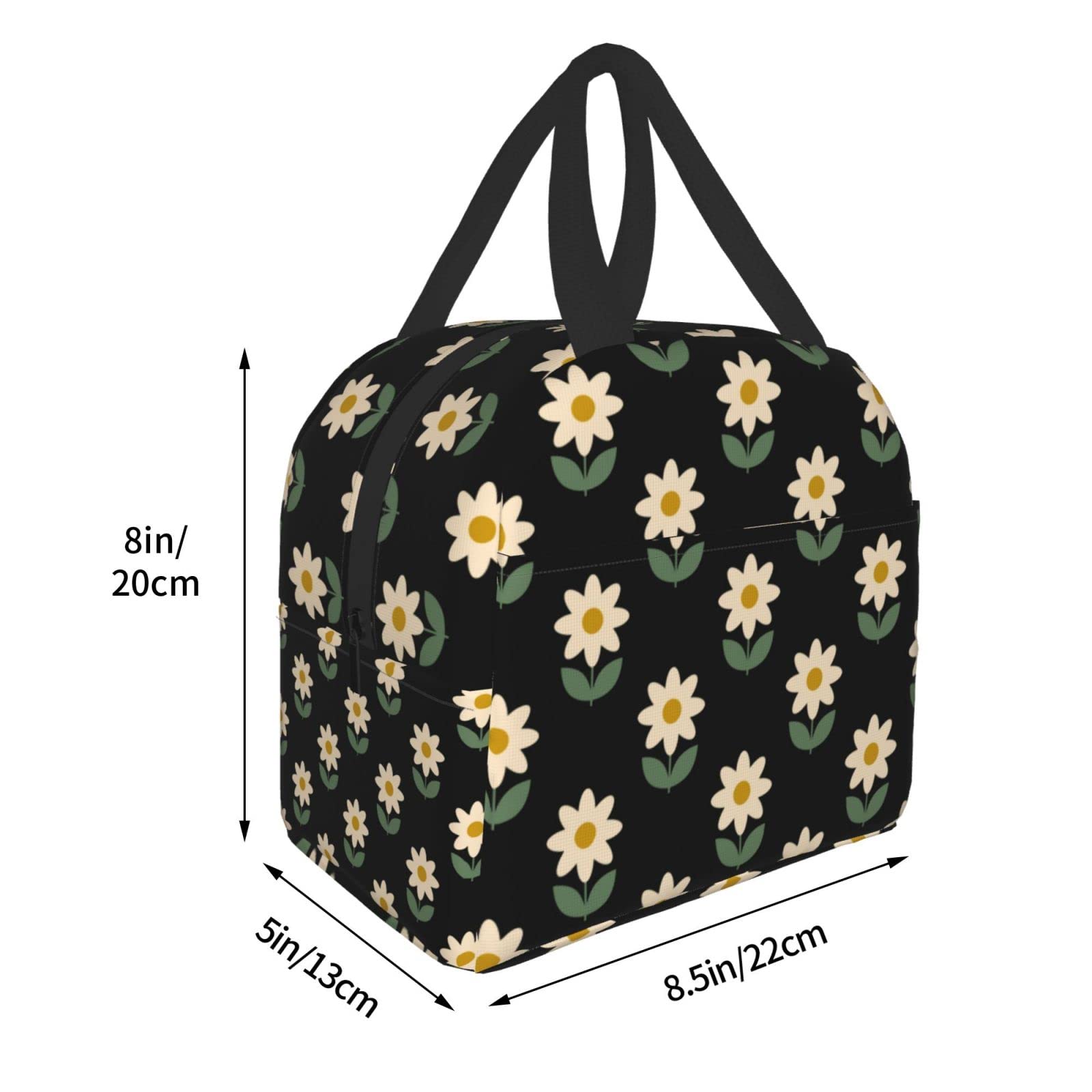 Flower Print Insulated Lunch Box - Reusable & Leak-Proof Lunch Bag for Men & Women - Portable Meal Container for Work, Travel, Picnic & Outdoor Activities