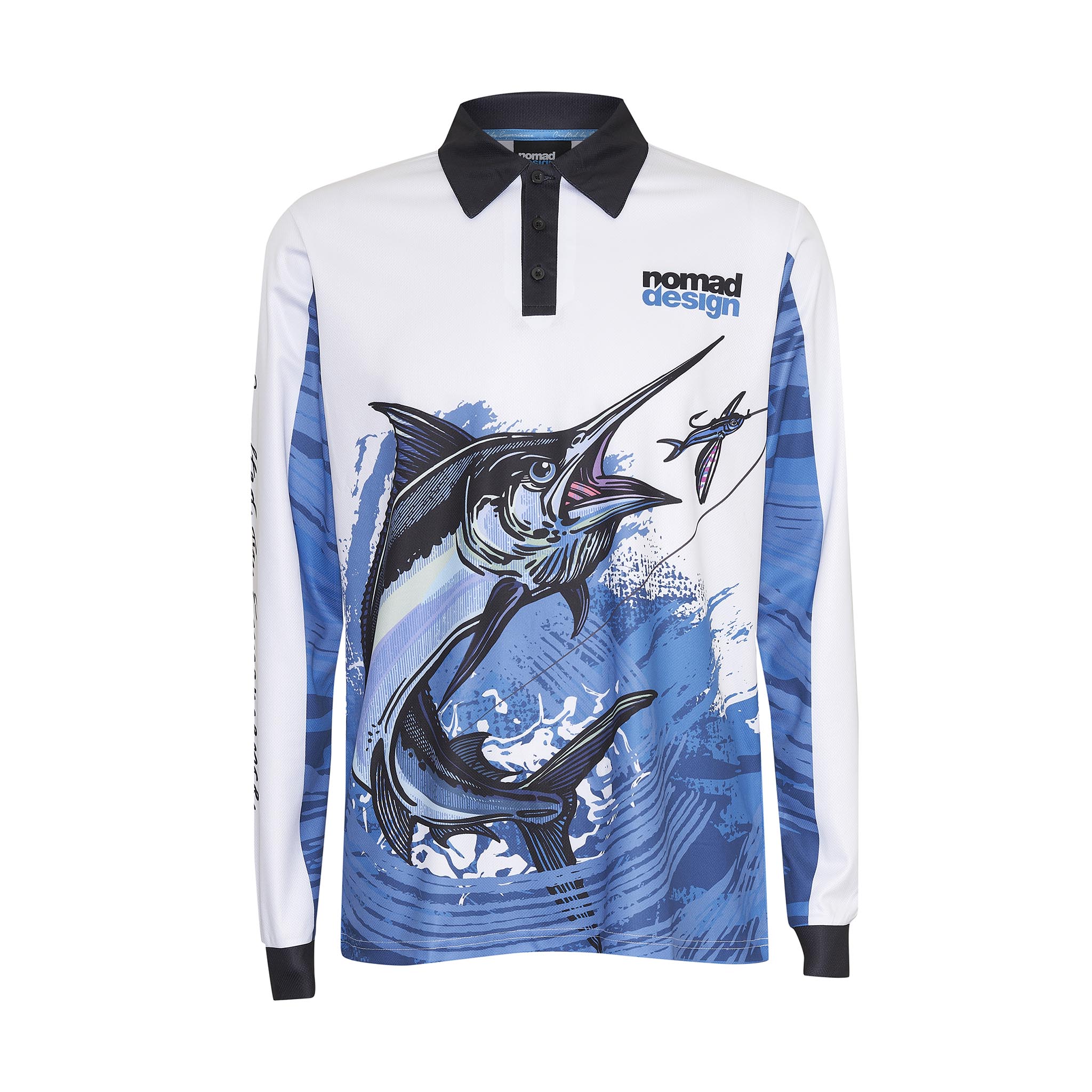 Premium Tech Fishing Shirt with Collar - Mighty Marlin | Quick-Dry UV Protection Shirt for Men | Ideal for Saltwater Fishing, Boating & Outdoor Adventures