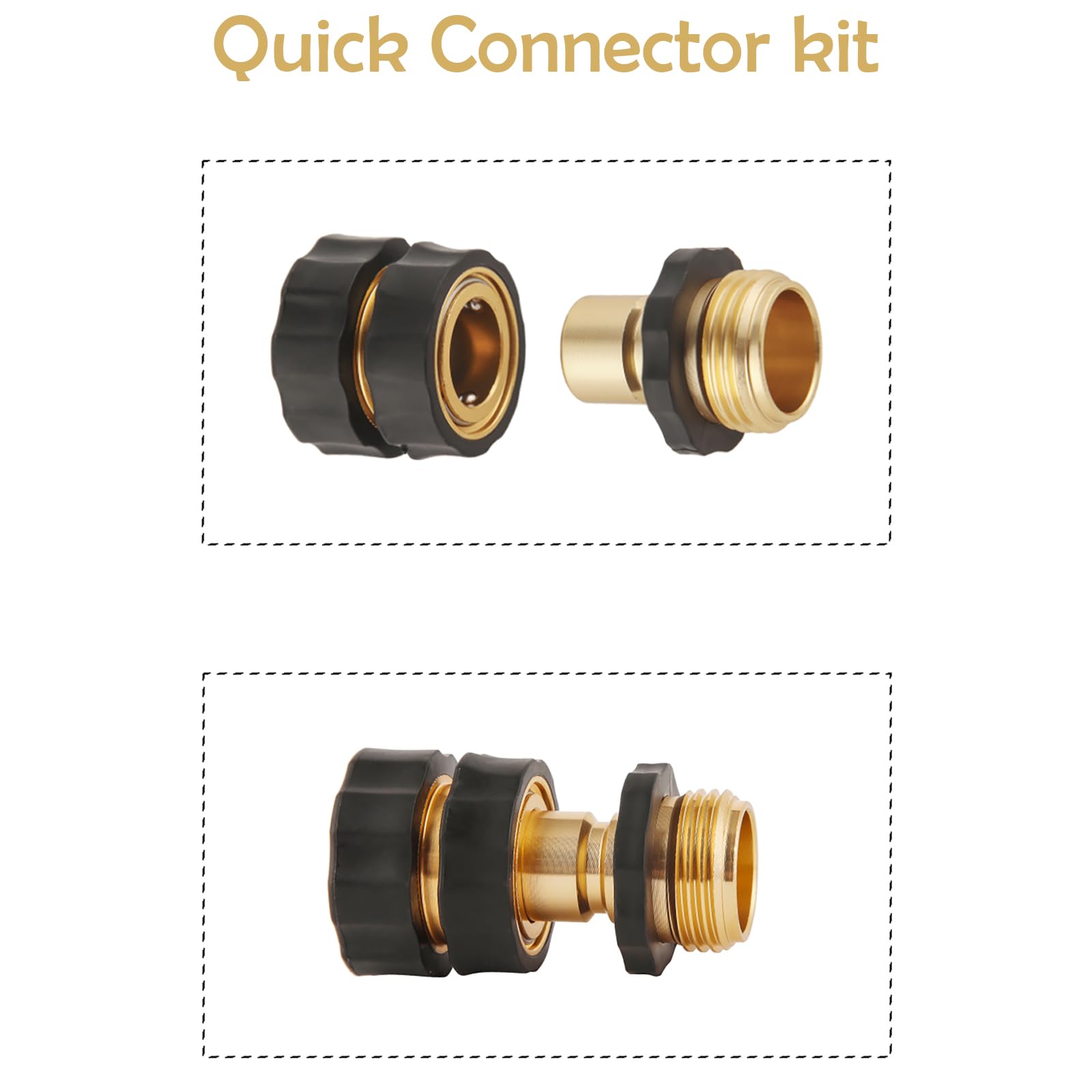 3/4 Inch Garden Hose Quick Connector Set - Heavy Duty Male & Female Quick Connect Fittings (4 Pack) for Easy Watering, Irrigation & Outdoor Use