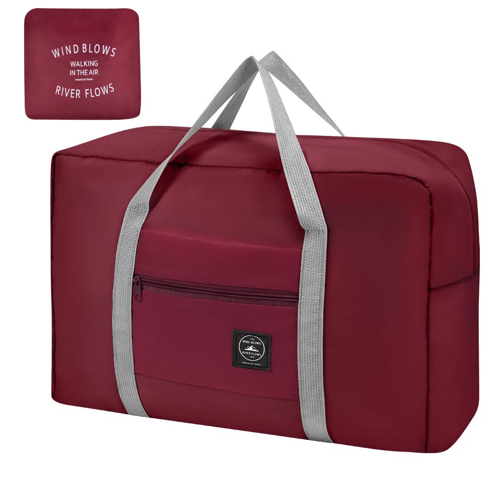 Flintronic Waterproof Large Capacity Travel Duffel Bag - Sports Gym Bag for Men & Women, Durable Carry-On Duffel for Workout, Travel, Camping - #3 Claret Red