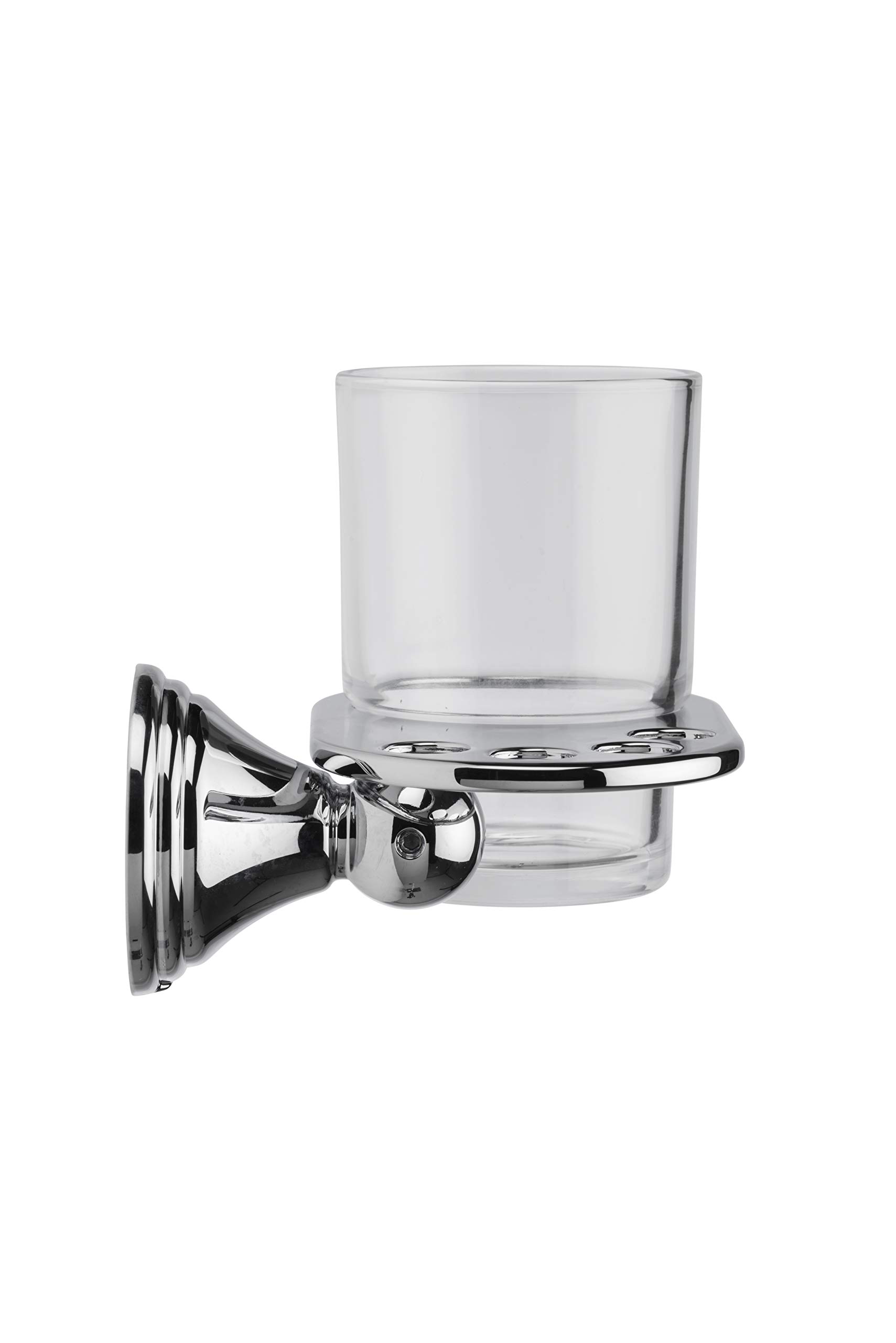 Croydex Westminster Chrome & Glass Toothbrush Holder & Tumbler Stand - Bathroom Organizer for Countertop Storage | Perfect for Modern Homes & Guest Bathrooms