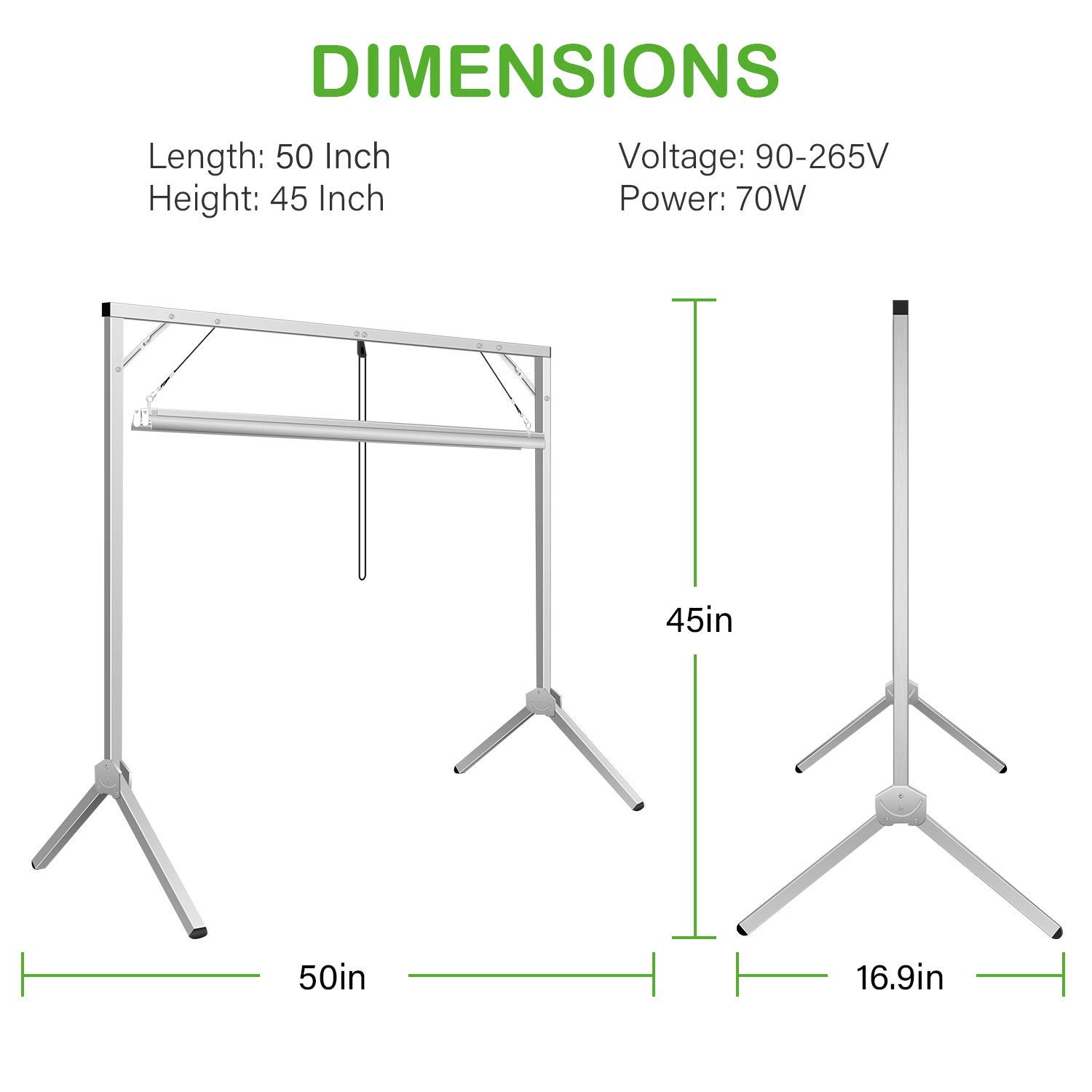 iPower 70W 4ft LED Grow Light Stand with Double Tube & Dual Switch - Foldable Plant Light for Seed Starting, Propagation - Includes 2 Bulbs (Perfect for Indoor Gardening, Hydroponics & Greenhouse Use)