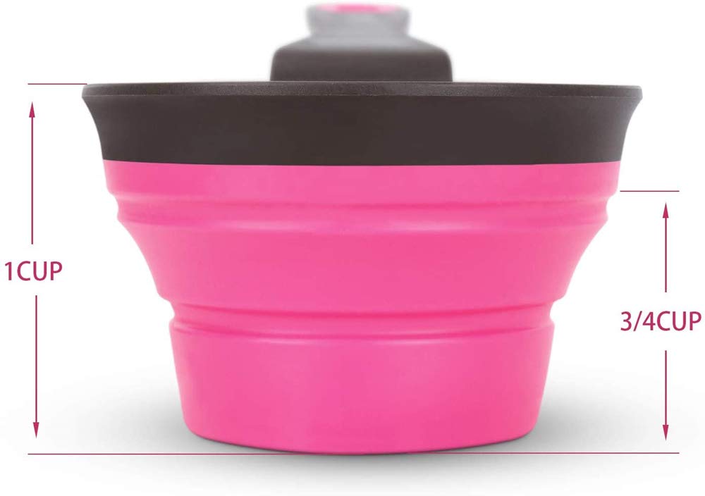 Buyter 3-in-1 TPE Pet Scoop - Folding Dog Food Container with Measuring Cup & Grain Bag Holder (Large, Pink) | Perfect for Travel, Camping & Daily Pet Feeding