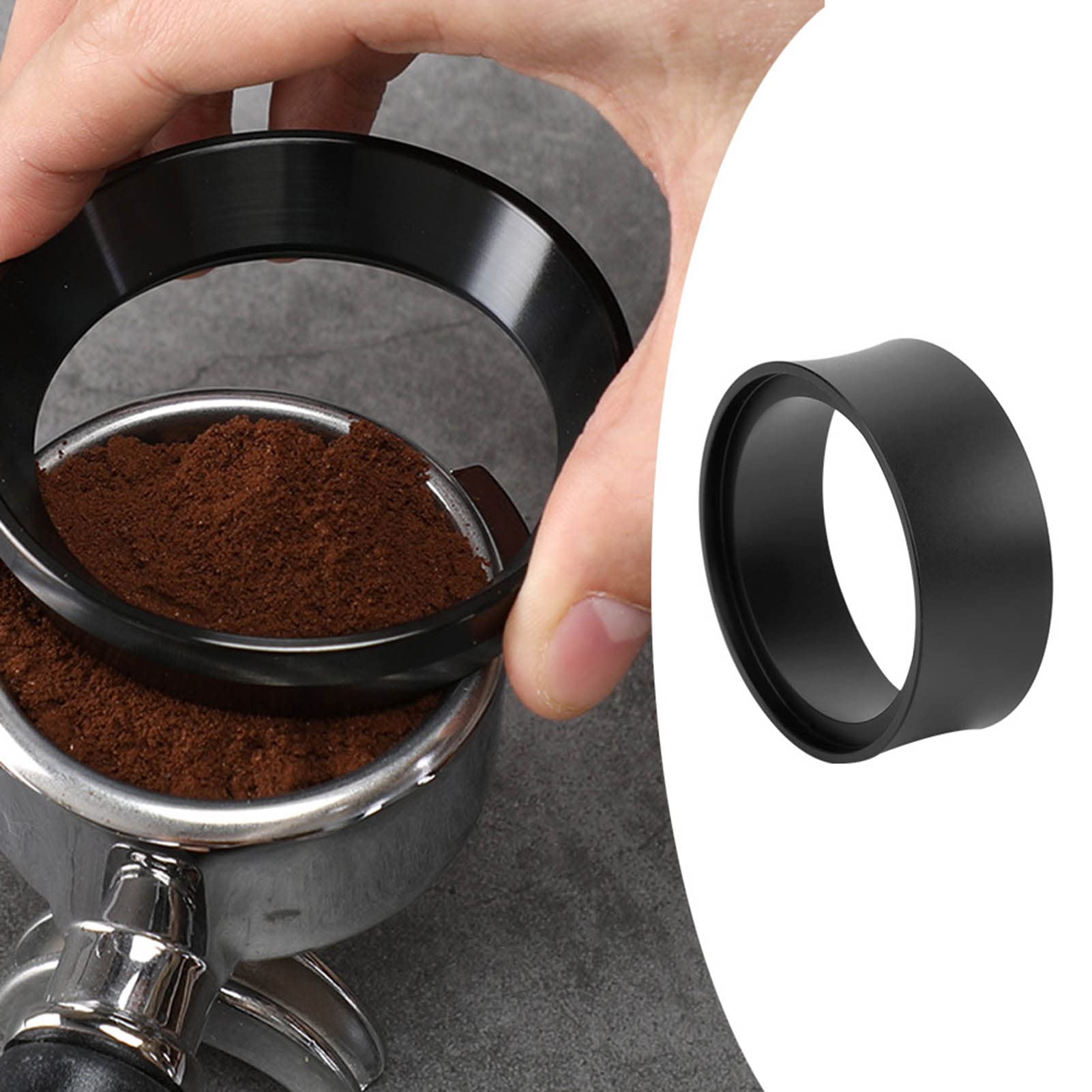Premium Aluminum Coffee Dosing Ring - Universal 58mm Portafilter Funnel for Precise Coffee Grounds Distribution | Perfect for Espresso Machines & Home Baristas | Essential Coffee Accessory for Professional Brewing & Latte Art