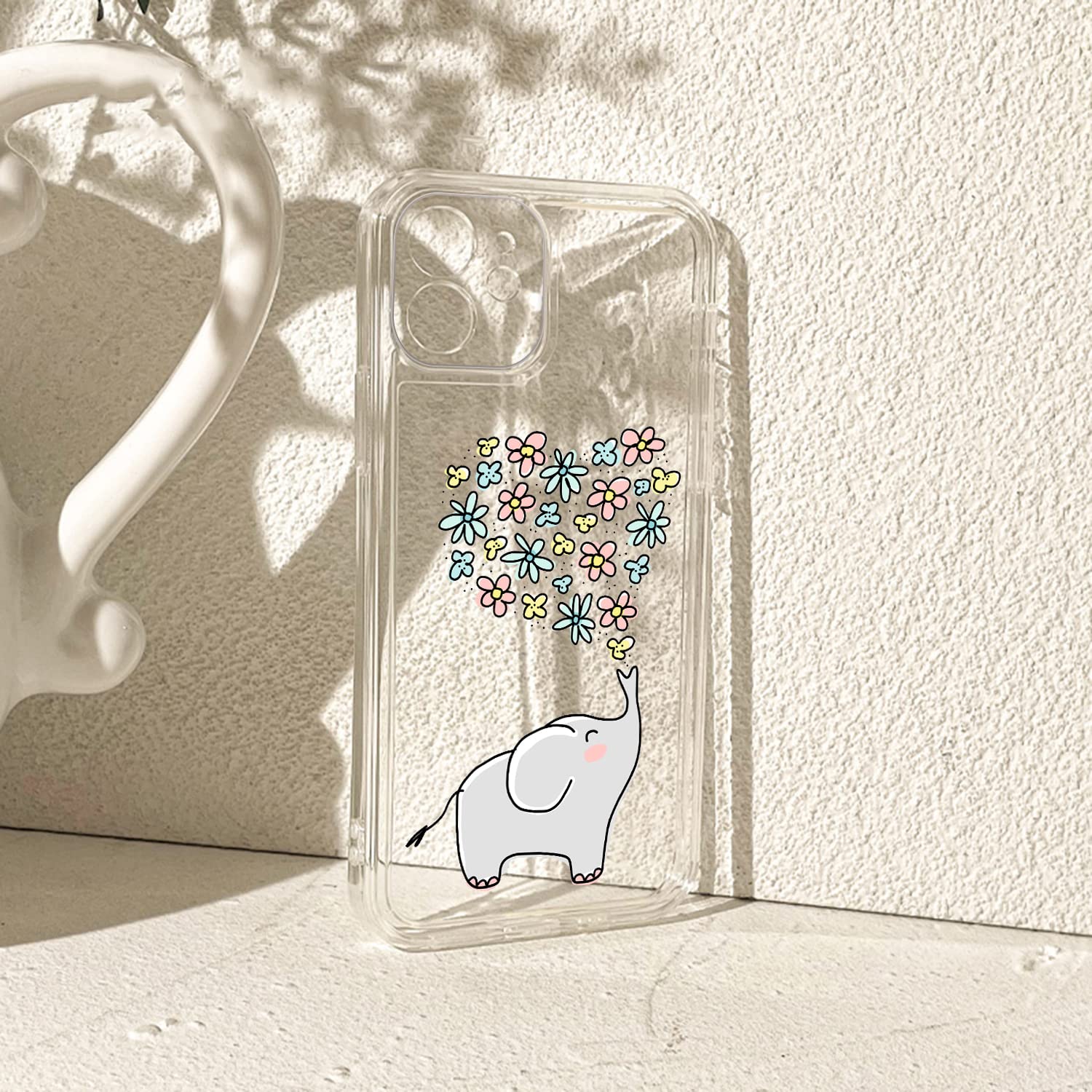 Heart Elephant iPhone 12 Case - Cute Aesthetic Shockproof Protective Phone Cover for Women & Girls | Perfect Gift for Birthday, Valentine's Day & Everyday Use