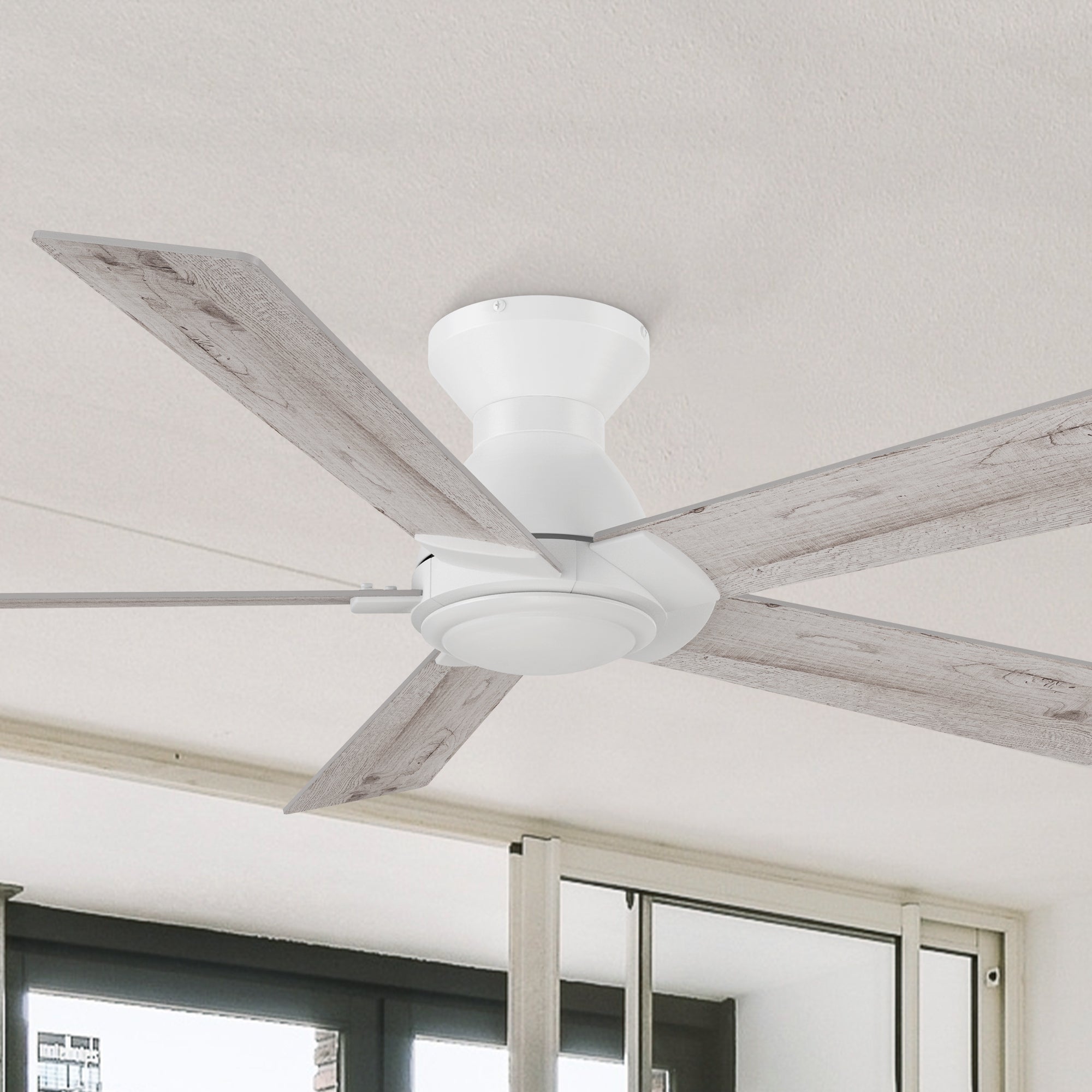 52 Inch Low Profile Ceiling Fan with Remote Control - Flush Mount Indoor Cooling Fan - Perfect for Bedroom, Living Room & Home Office (No LED Light) - Vetric Brand