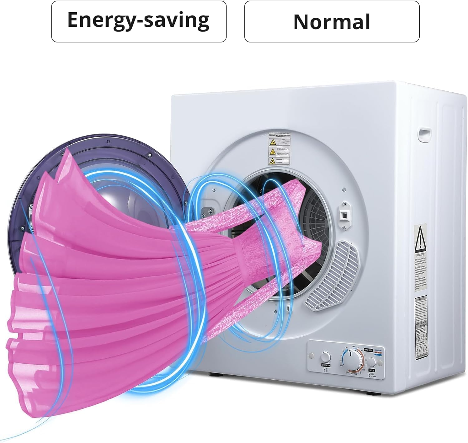 Portable Clothes Dryer - Compact Laundry Dryer with 2 Temperature Settings (1400W), Holds Up to 14.4 Lbs - Perfect for Apartments, Dorms & Small Spaces | Fast Drying, Quiet Operation & Energy Efficient
