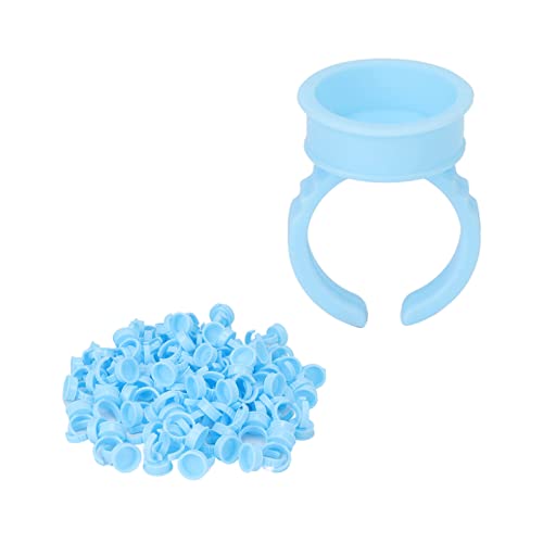Professional Tattoo Pigment Rings - 100pcs Blue Open-Type Lash Extension Glue Rings for Tattoo Artists | Improve Work Efficiency | Perfect for Tattoo Shops, Eyelash Extensions & Beauty Salons