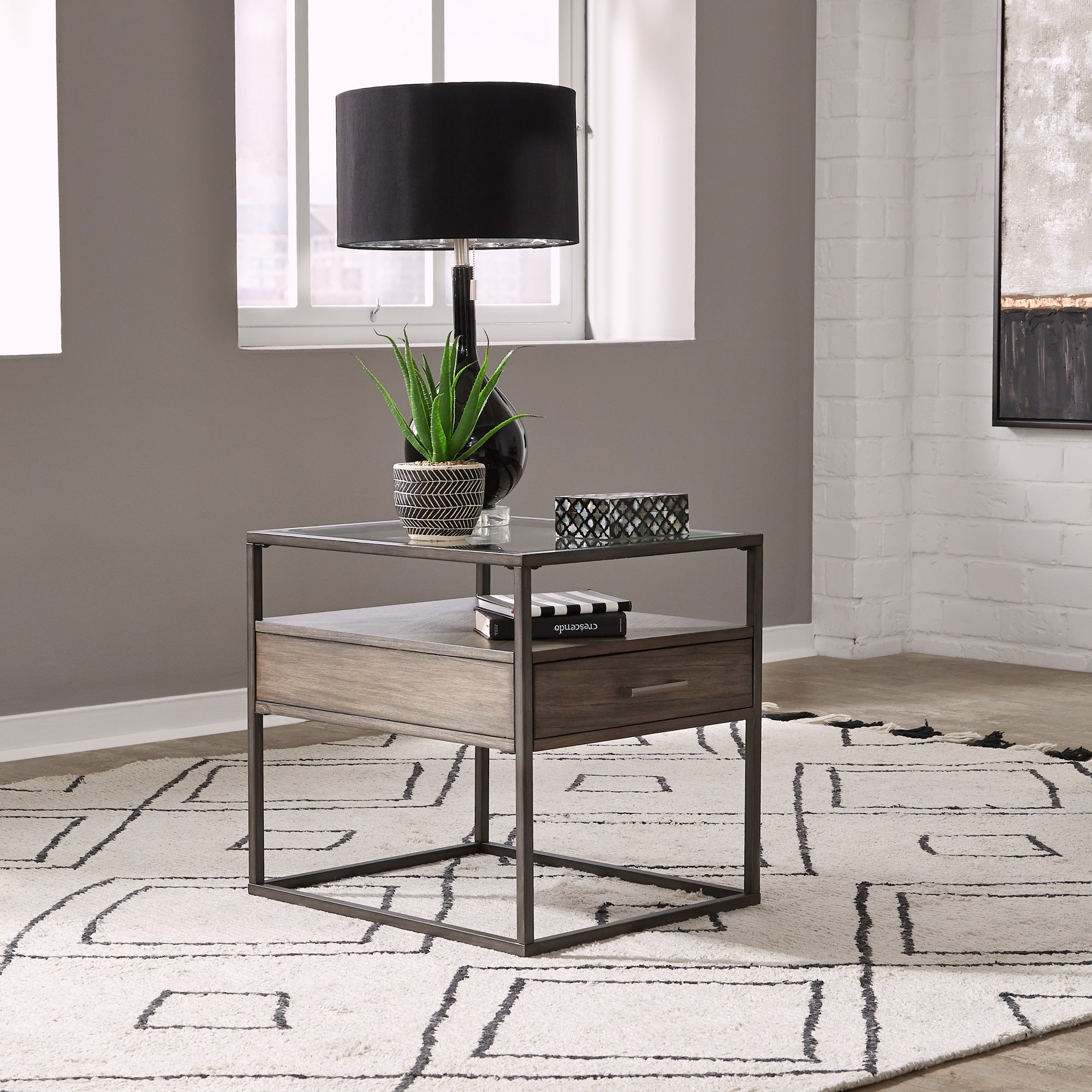 Jamestown End Table - Stylish Nightstand with Storage Shelf for Living Room, Bedroom & Office - Perfect for Holding Lamps, Books & Decor