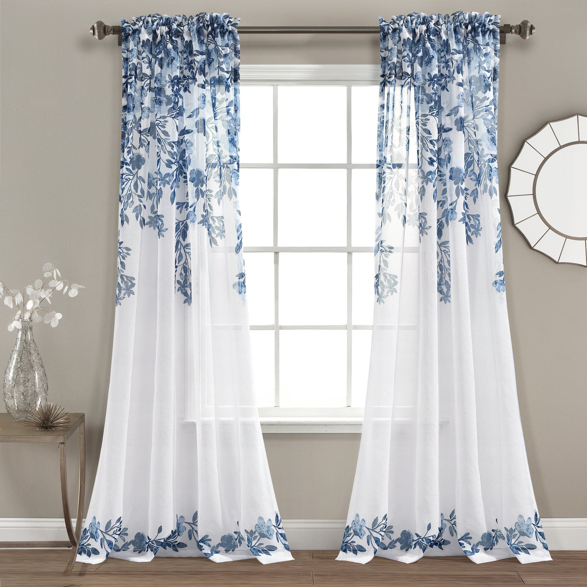 Tanisha Sheer Window Curtain Panel Set - Light Filtering Privacy Drapes for Living Room, Bedroom & Office - Elegant Semi-Transparent Window Treatments for Home Decor