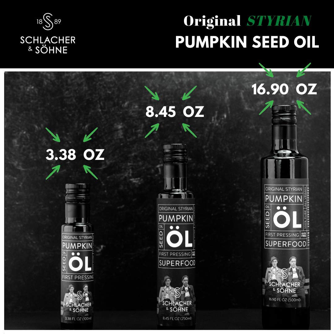Premium Styrian Pumpkin Seed Oil - 100% Pure, Cold Pressed, Non-GMO, Gluten Free, Vegan, Hair Growth Support - Made in Austria (4 x 250ml) - Perfect for Salads, Dips & Skincare