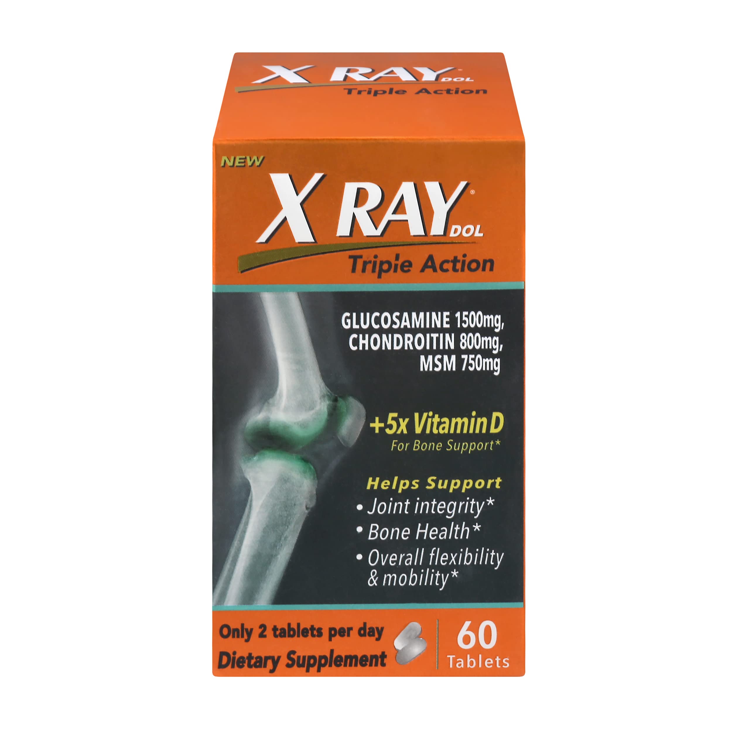 XRAY Triple Action Joint Health Supplement with Vitamin D - 60 Count (Pack of 12) - Supports Joint Mobility & Comfort - Ideal for Active Adults & Seniors