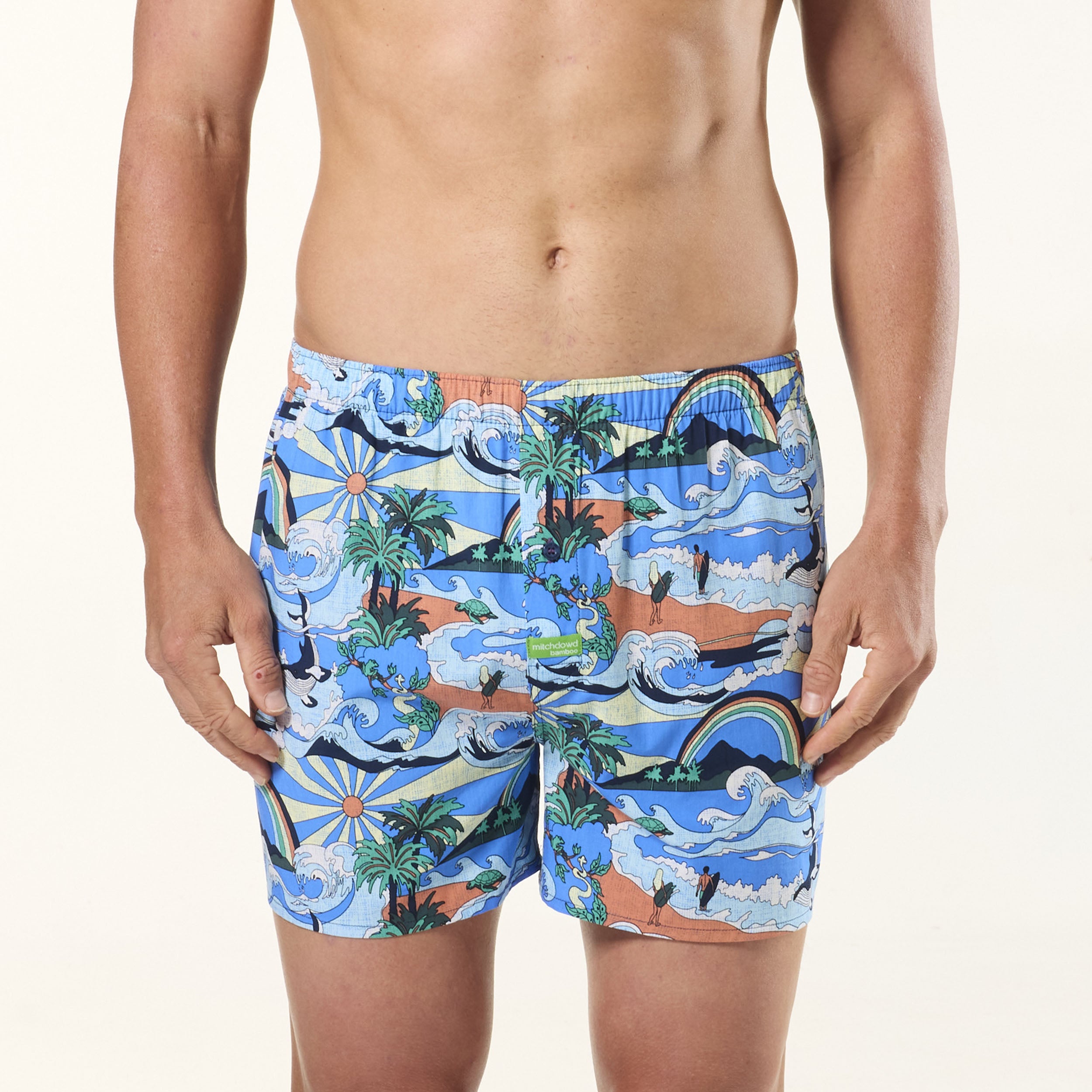 Men's Breathable Bamboo Boxer Shorts - Soft & Comfortable Underwear for Daily Wear, Lounge & Sleep - Blue