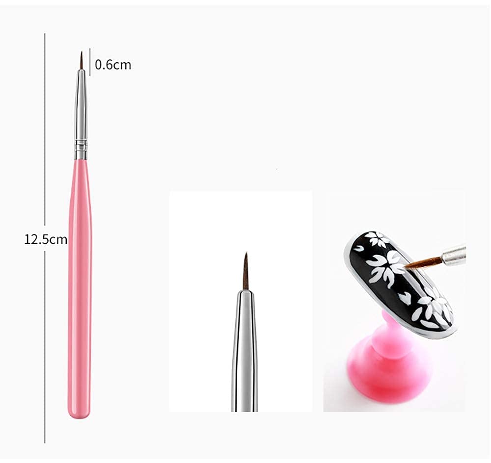 GOLD MAX 15 Pcs Professional Nail Art Brush Set - UV & Acrylic Nail Design Painting Tools with Polish Pens (Pink) - Perfect for Salon, Home Manicure & DIY Nail Art