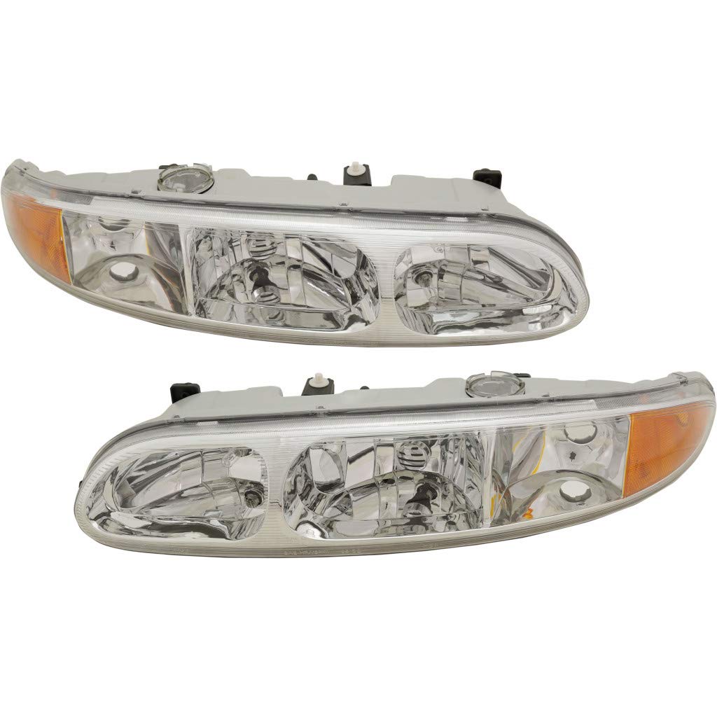 1999-2004 Oldsmobile Alero Replacement Headlight Assembly - Driver & Passenger Side with Bulbs Included | Complete Set with Parking/Signal/Marker Lights | OEM Part Numbers GM2502203 GM2503203 22689652 22689651 | Perfect for Night Driving & Vehicle Restoration Projects