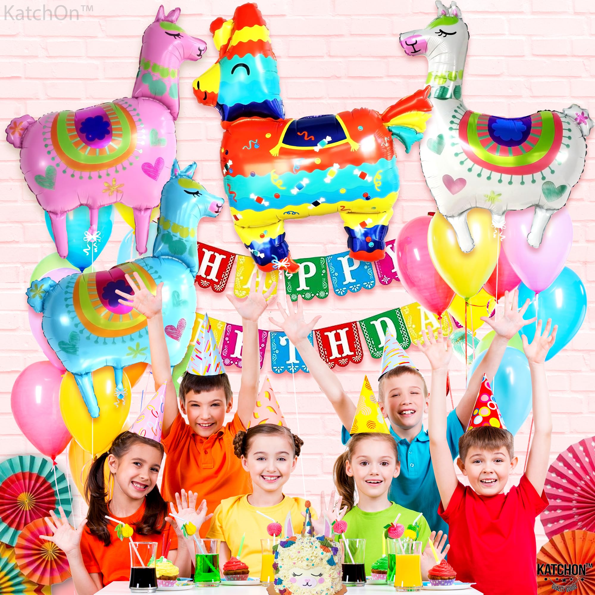 KatchOn 4-Pack Giant 39 Inch Llama Balloons for Birthday Party Decorations | Alpaca Foil Balloons for Fiesta Party Supplies | Perfect for Baby Showers, Gender Reveals & Graduation Celebrations