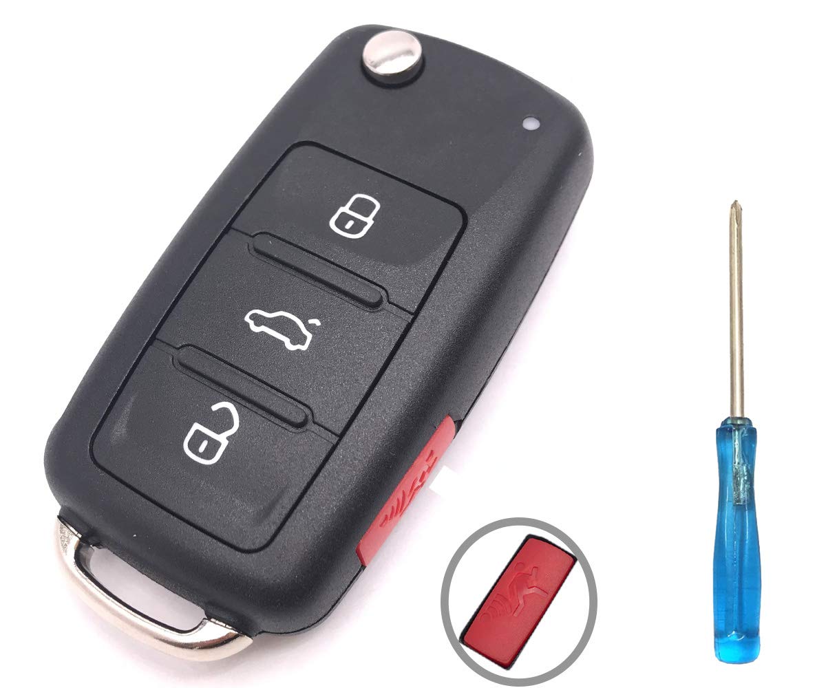 Replacement Keyless Entry Key Fob Cover Case for Volkswagen VW Jetta Passat - 4 Button Remote Control Key Shell Protector | Durable Car Accessory for Daily Commute & Travel