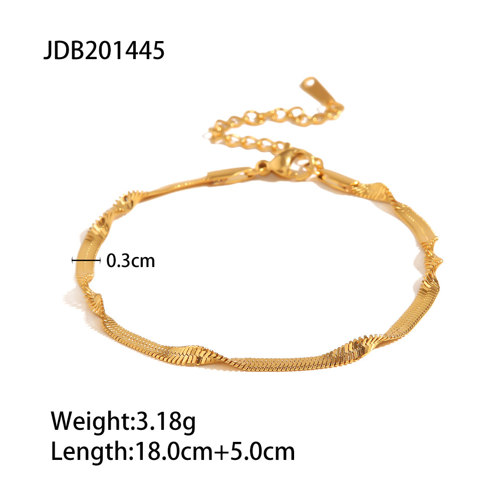 18K Gold Plated Stainless Steel Snake Chain Bracelet for Women - Waterproof, Hypoallergenic, Durable Jewelry Gift for Anniversary, Birthday | Everyday Wear, Date Night, Special Occasions