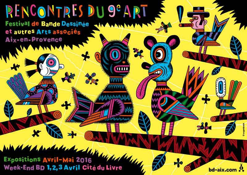 Vintage 2016 French Comic Art Exhibition Poster - Rencontres du 9e Art by Wagenbreth - Perfect for Home Decor, Office Wall Art & Comic Book Collector's Display
