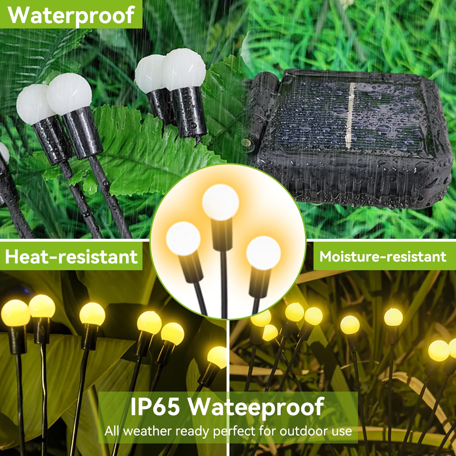 32 LED Solar Garden Lights Outdoor Waterproof - 4 Pack Decorative Swaying Firefly Lights for Pathway, Yard, Party & Christmas Decor - Warm White Solar Powered Landscape Lighting for Patio, Lawn & Backyard