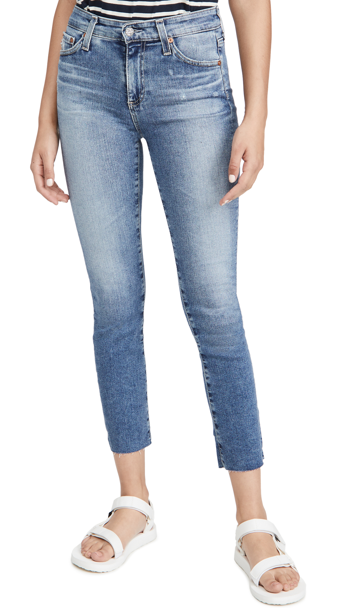 AG Adriano Goldschmied Women's Mari High-Rise Crop Jeans - Distressed Denim Skinny Ankle Pants for Casual Wear & Night Out